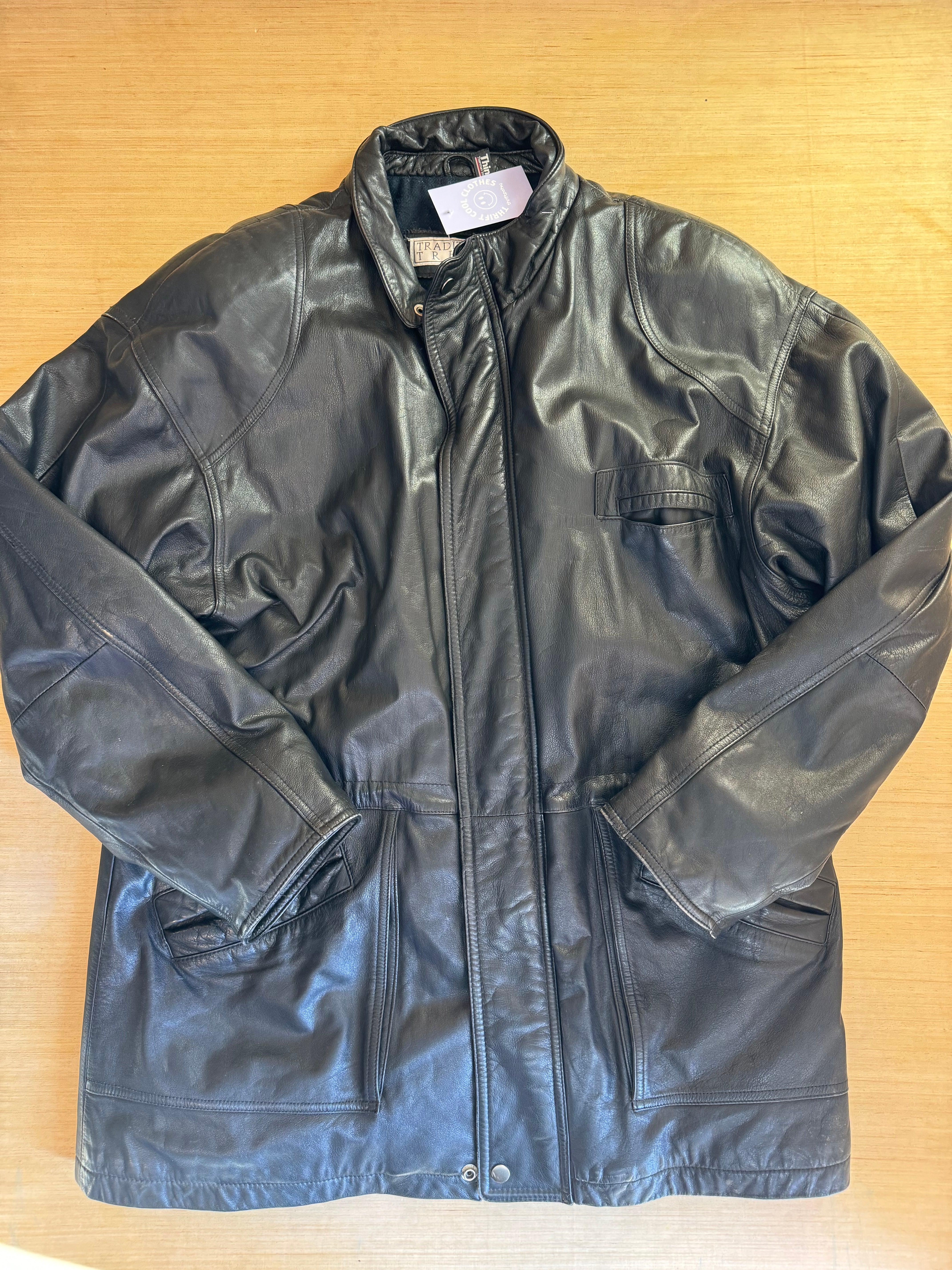 black traditional trends leather jacket, xl