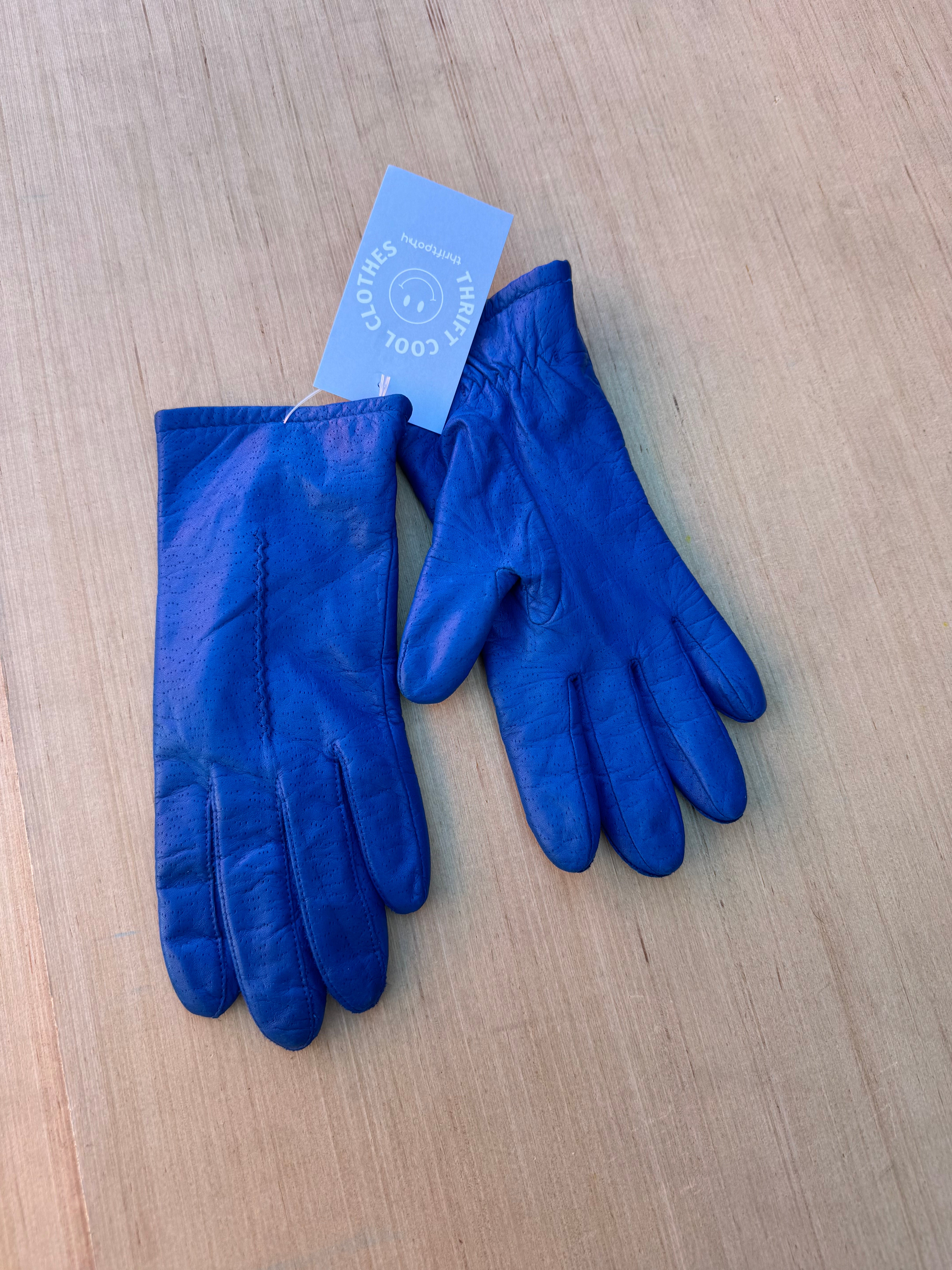 royal blue  leather gloves