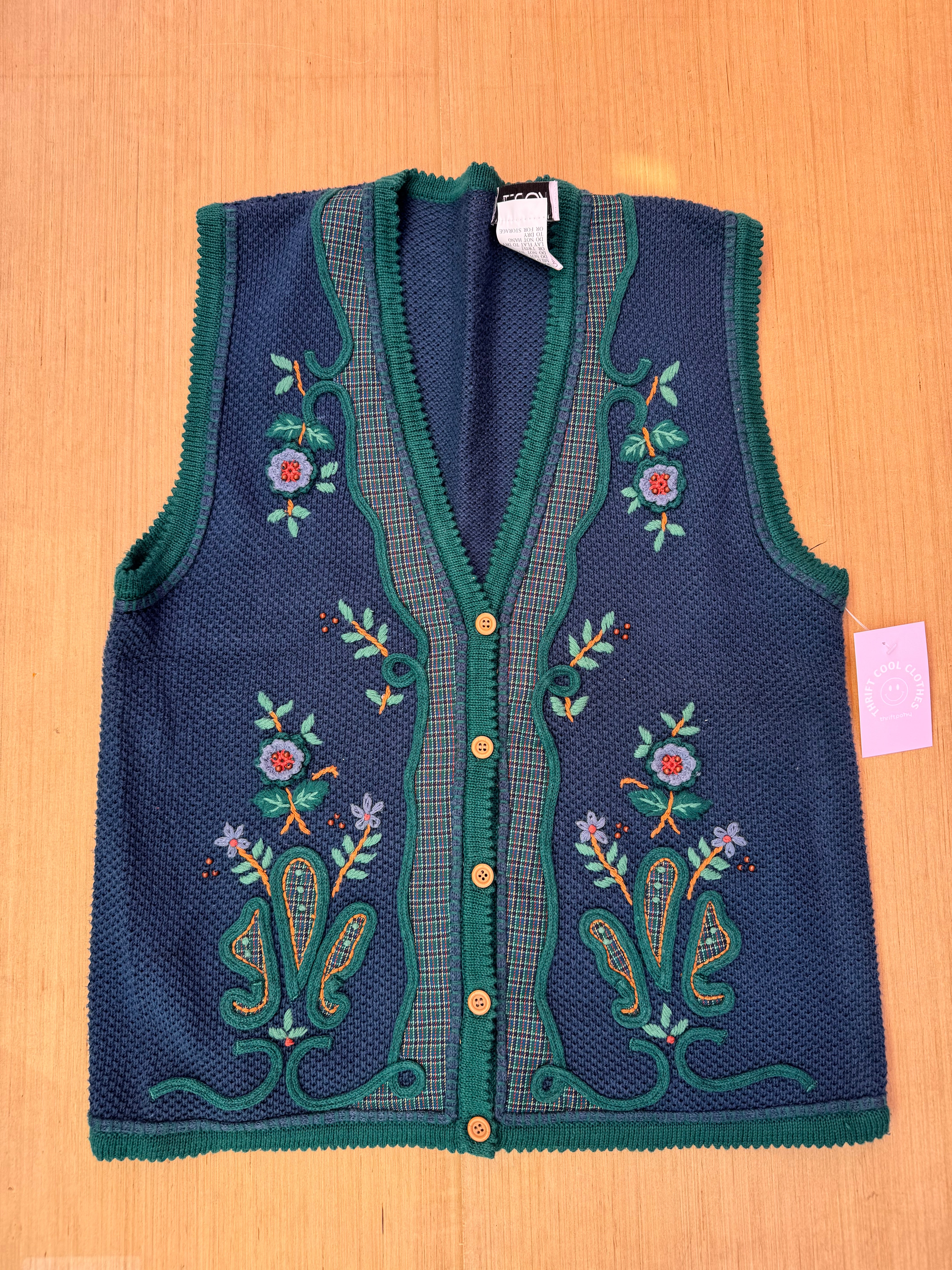 green blue koret sweater vest, M