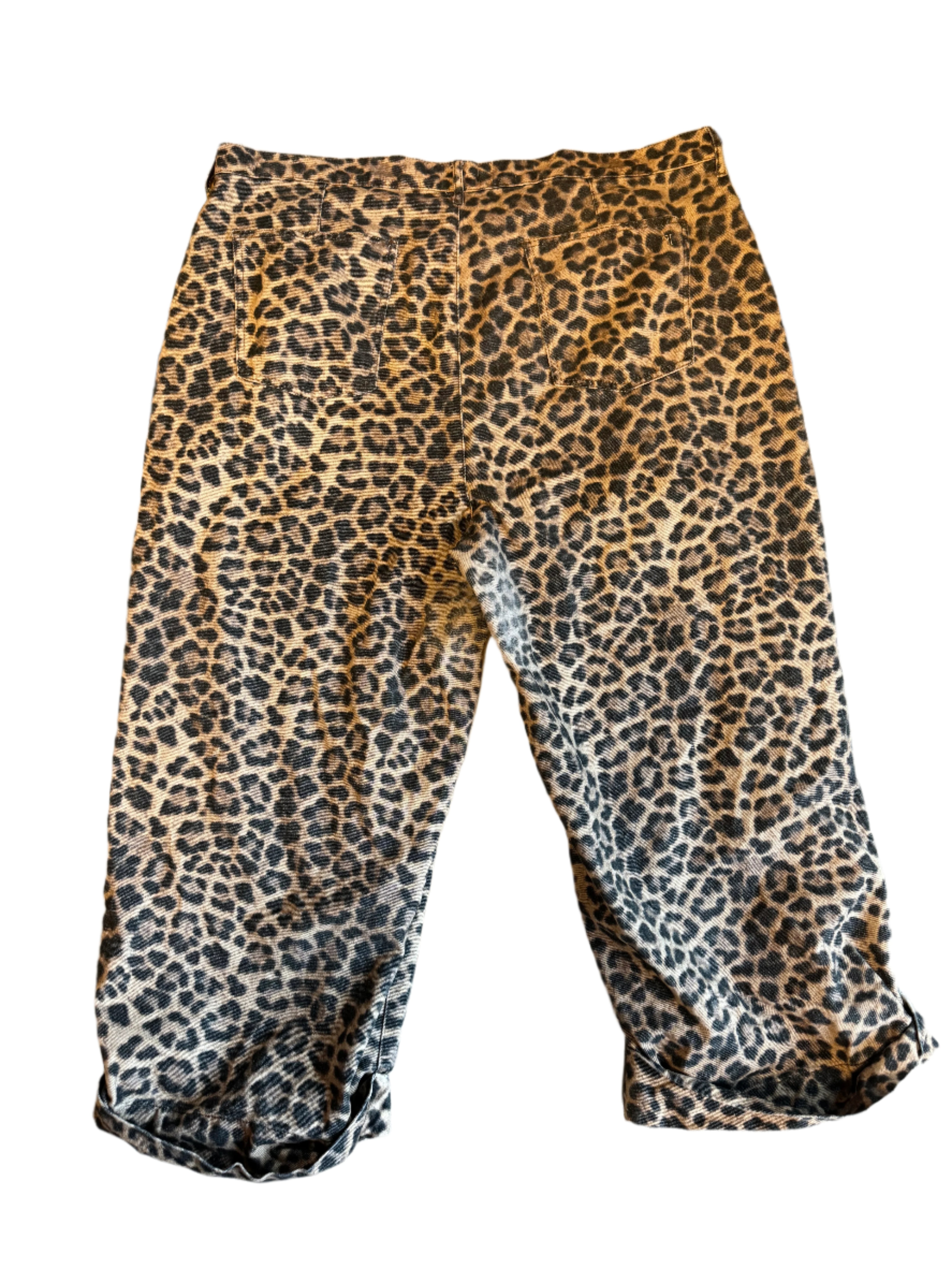 tan brown Pilcro cheetah wide leg jeans, 22