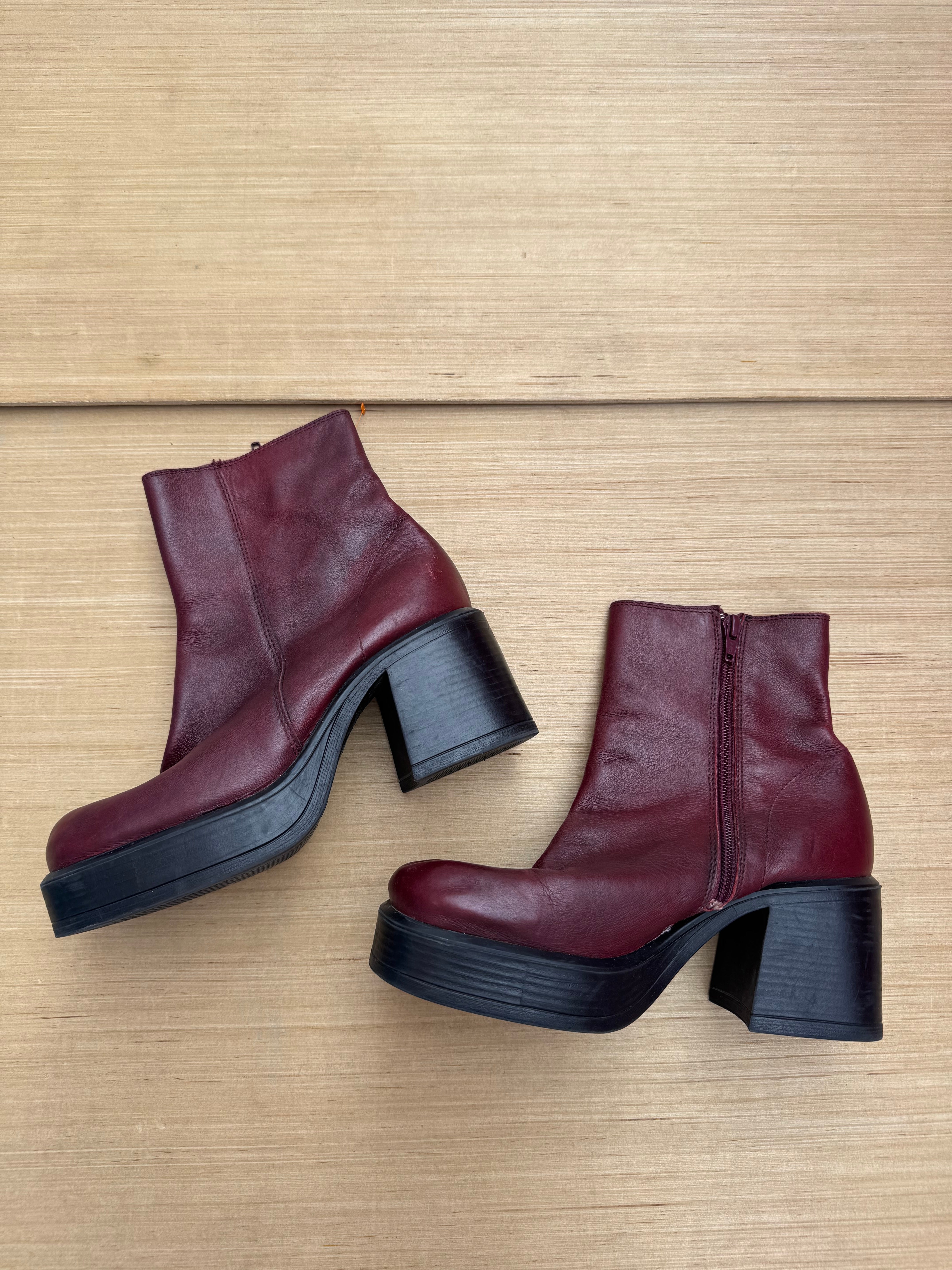 Maroon Aldo Chunky short boots, 38