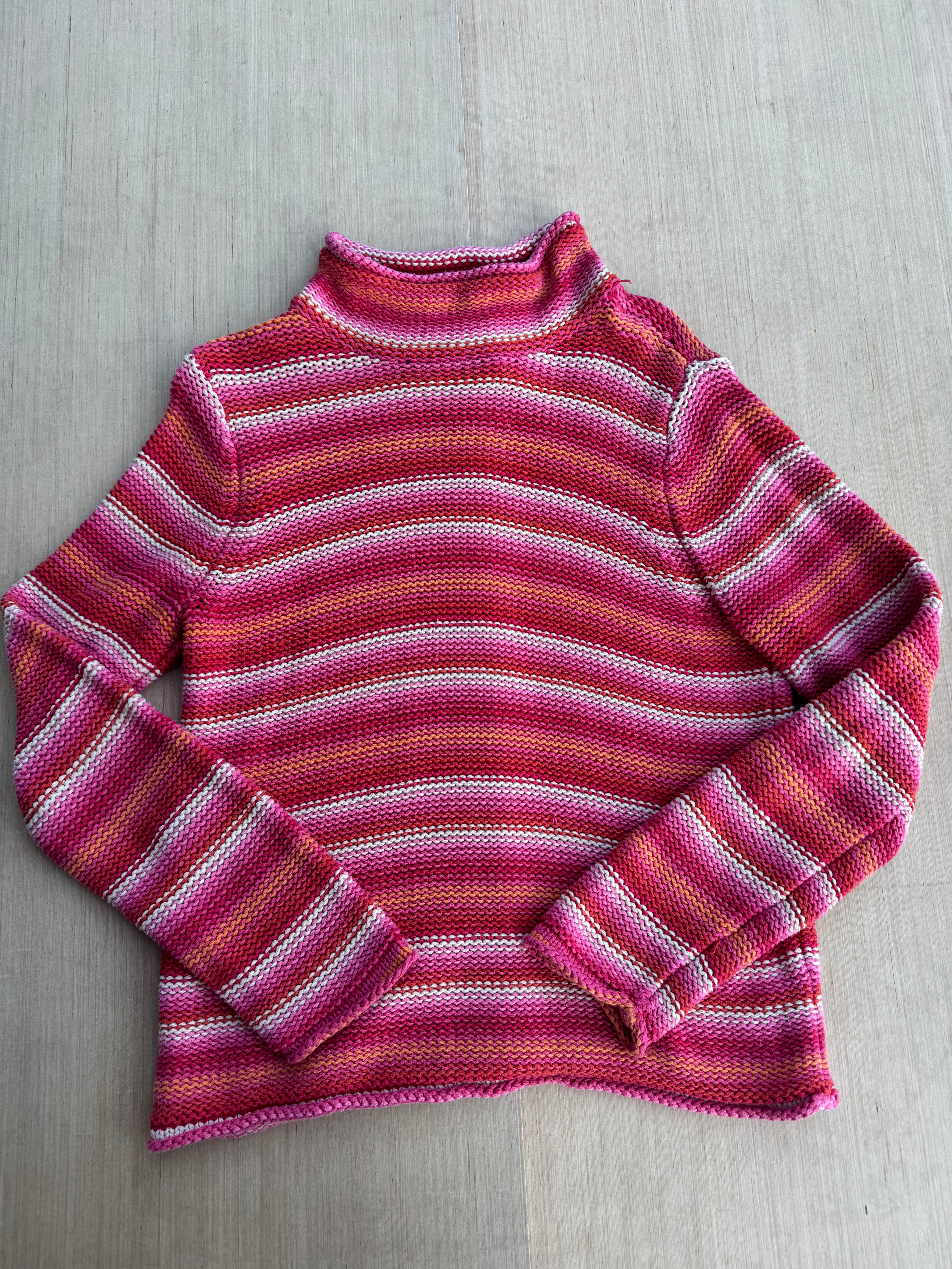 pink orange liz claiborne striped sweater, m