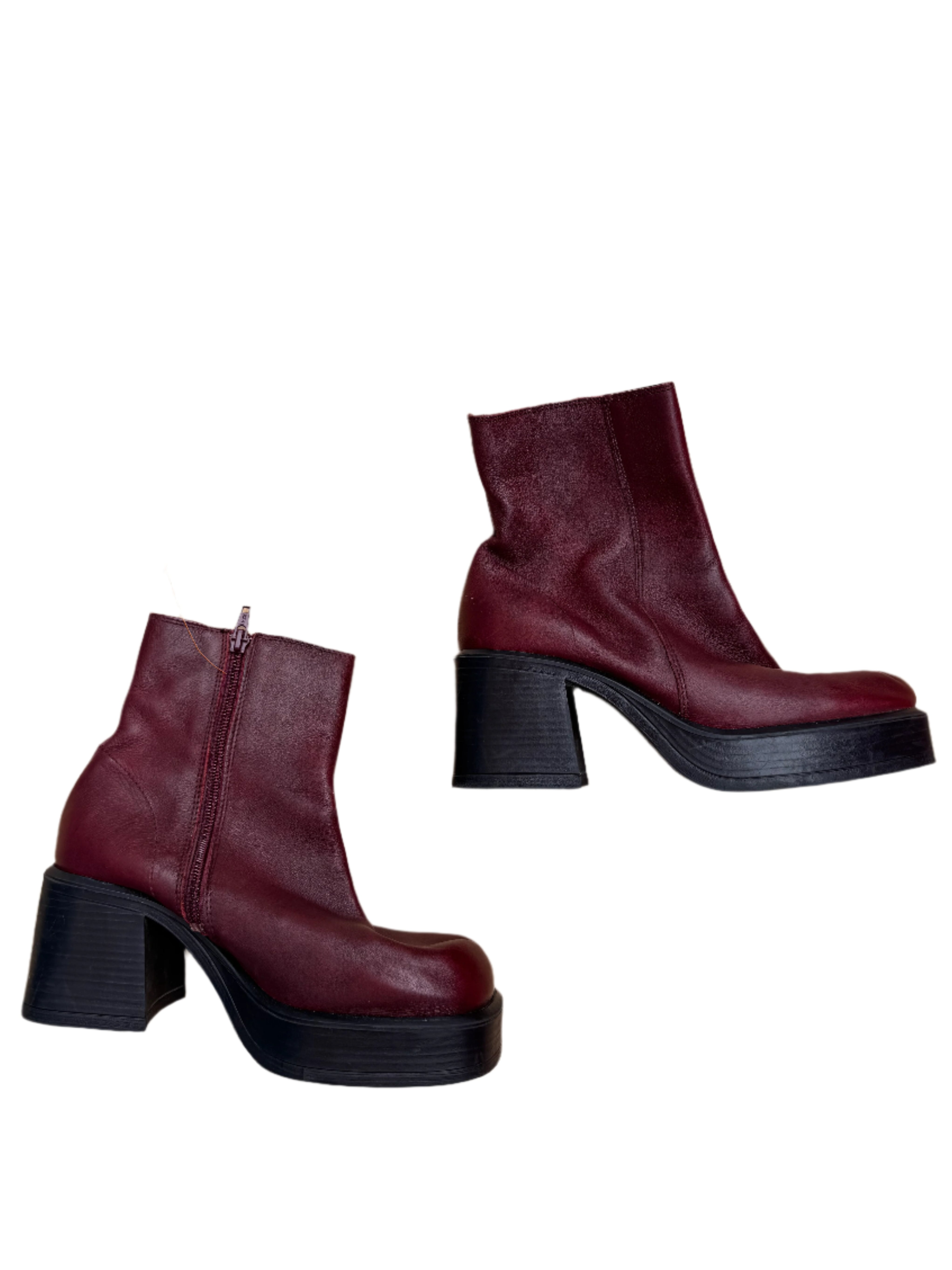 Maroon Aldo Chunky short boots, 38