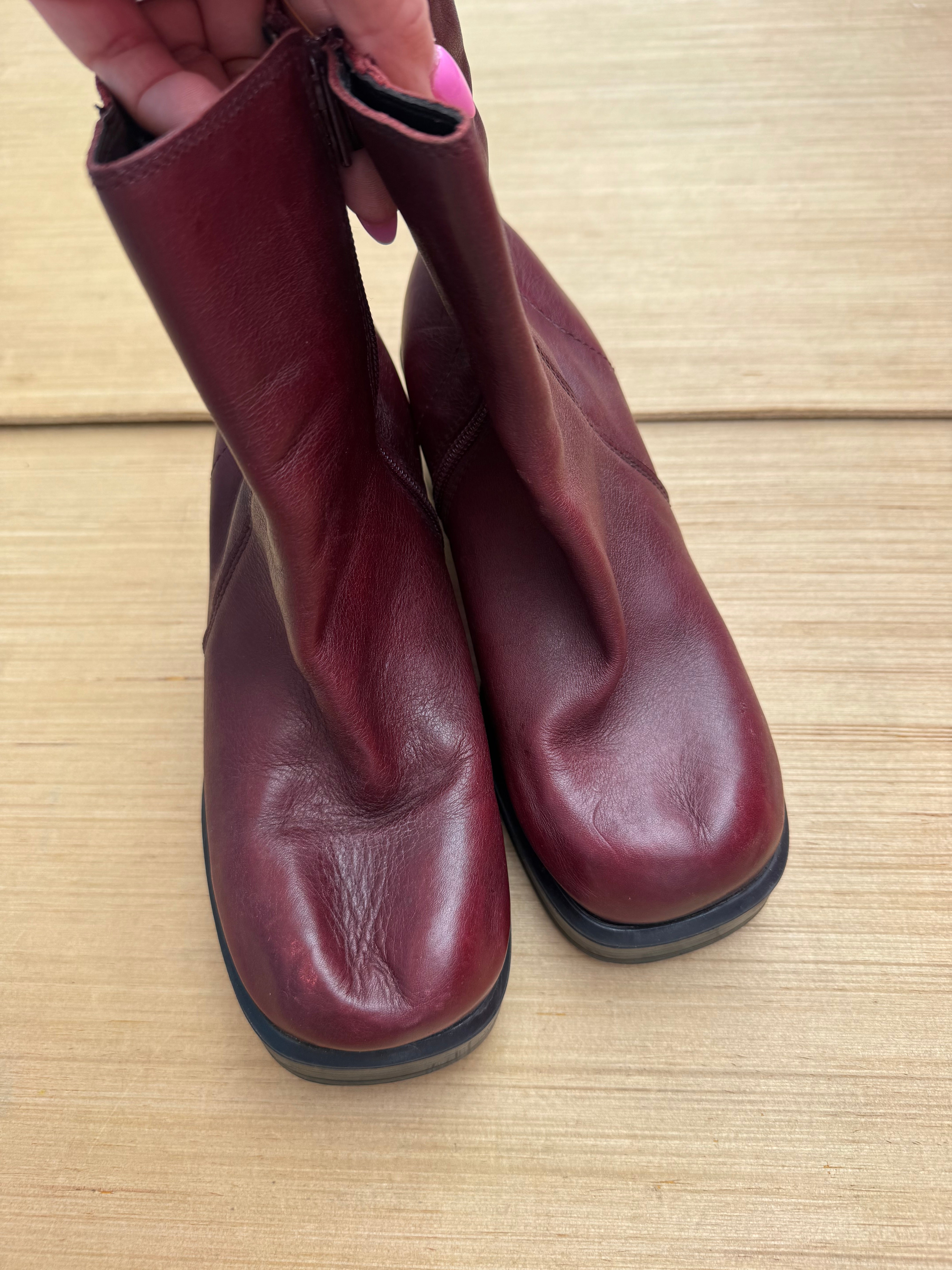 Maroon Aldo Chunky short boots, 38