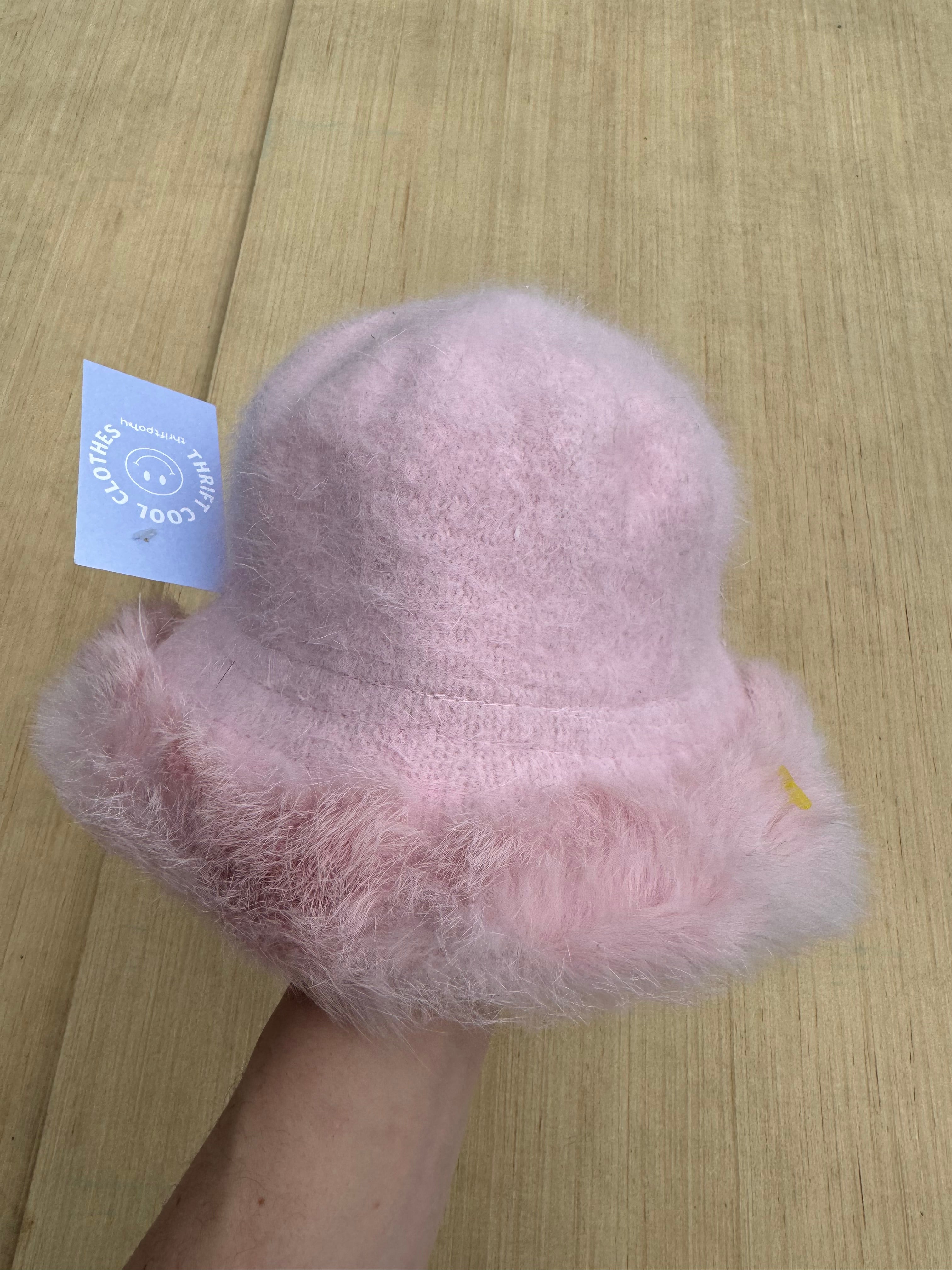 pink  fuzzy bucket hat