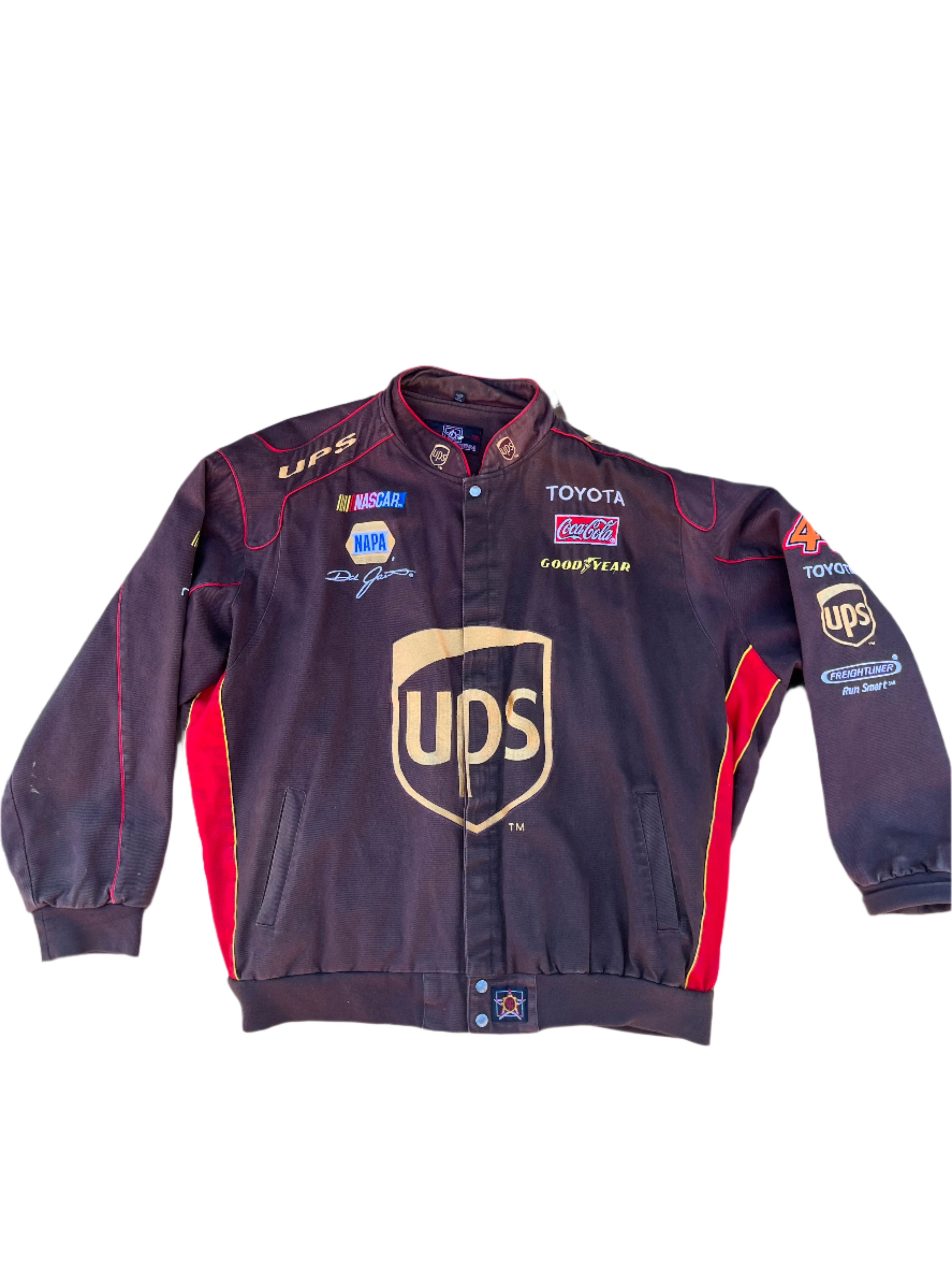 brown jh design dale jarrett ups jacket, 6x (fits like a 3XL)