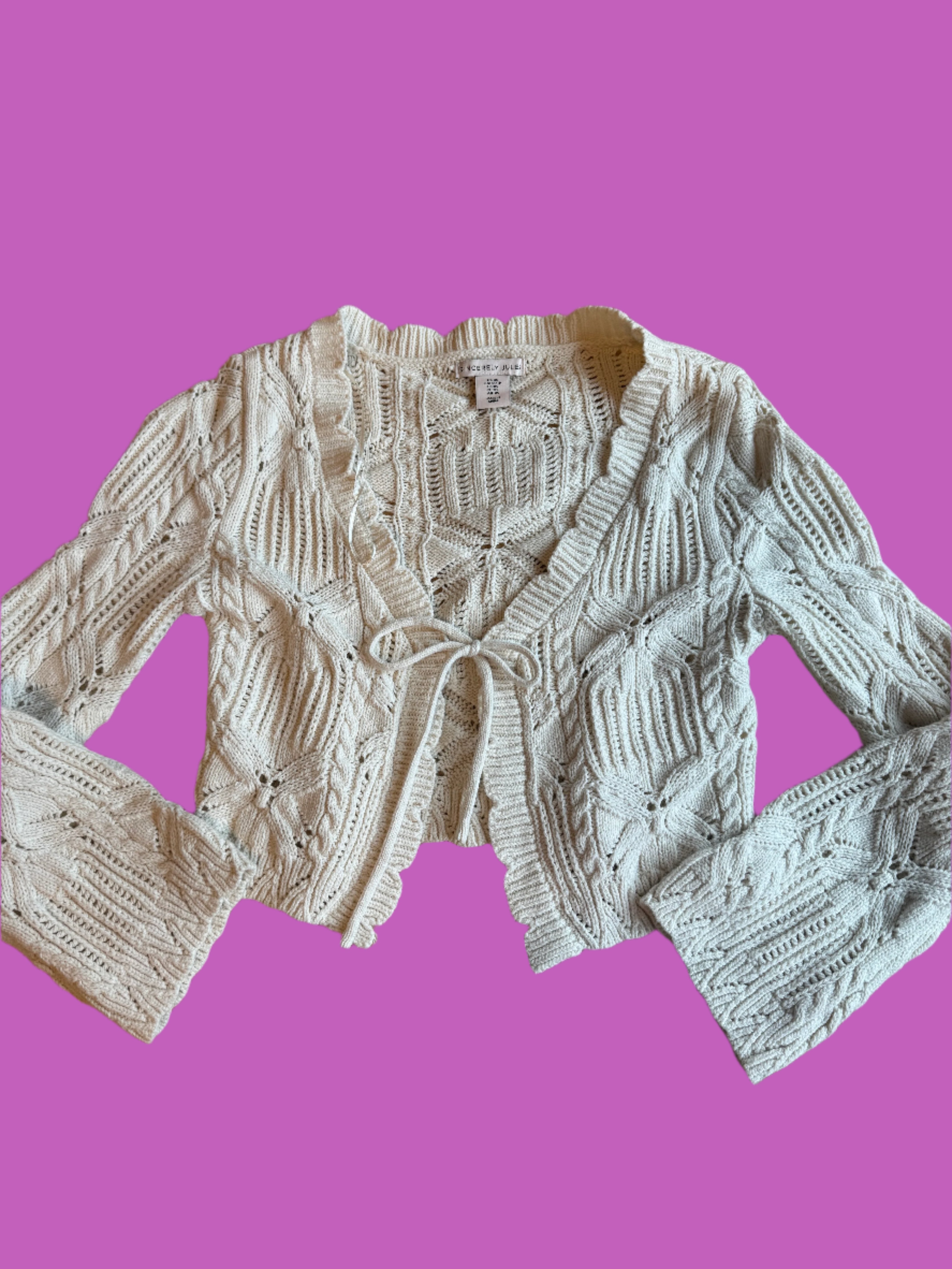 white sincerely jules cardigan top, xs