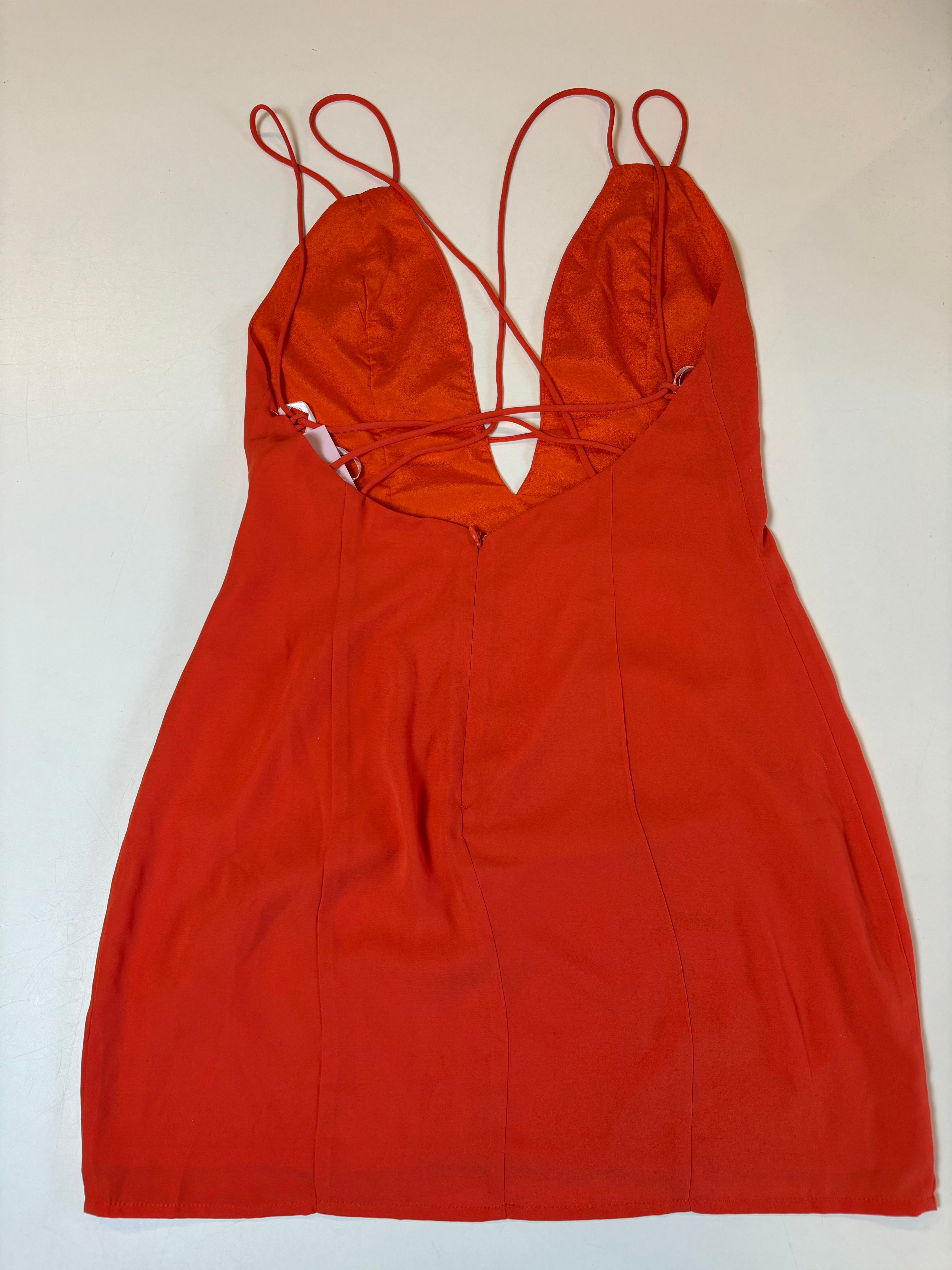 coral superdown strappy dress, m