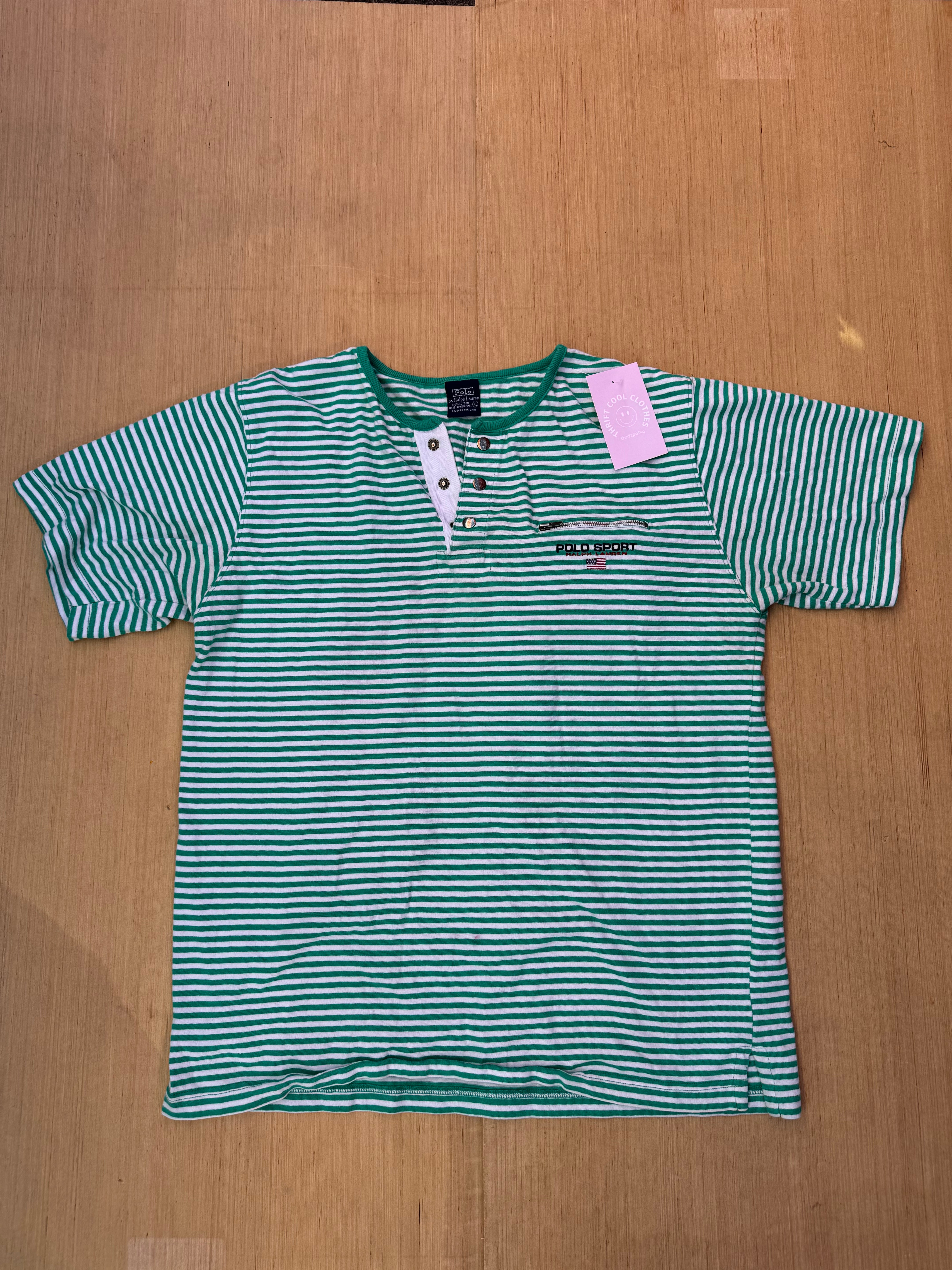 green Ralph lauren striped polo, m