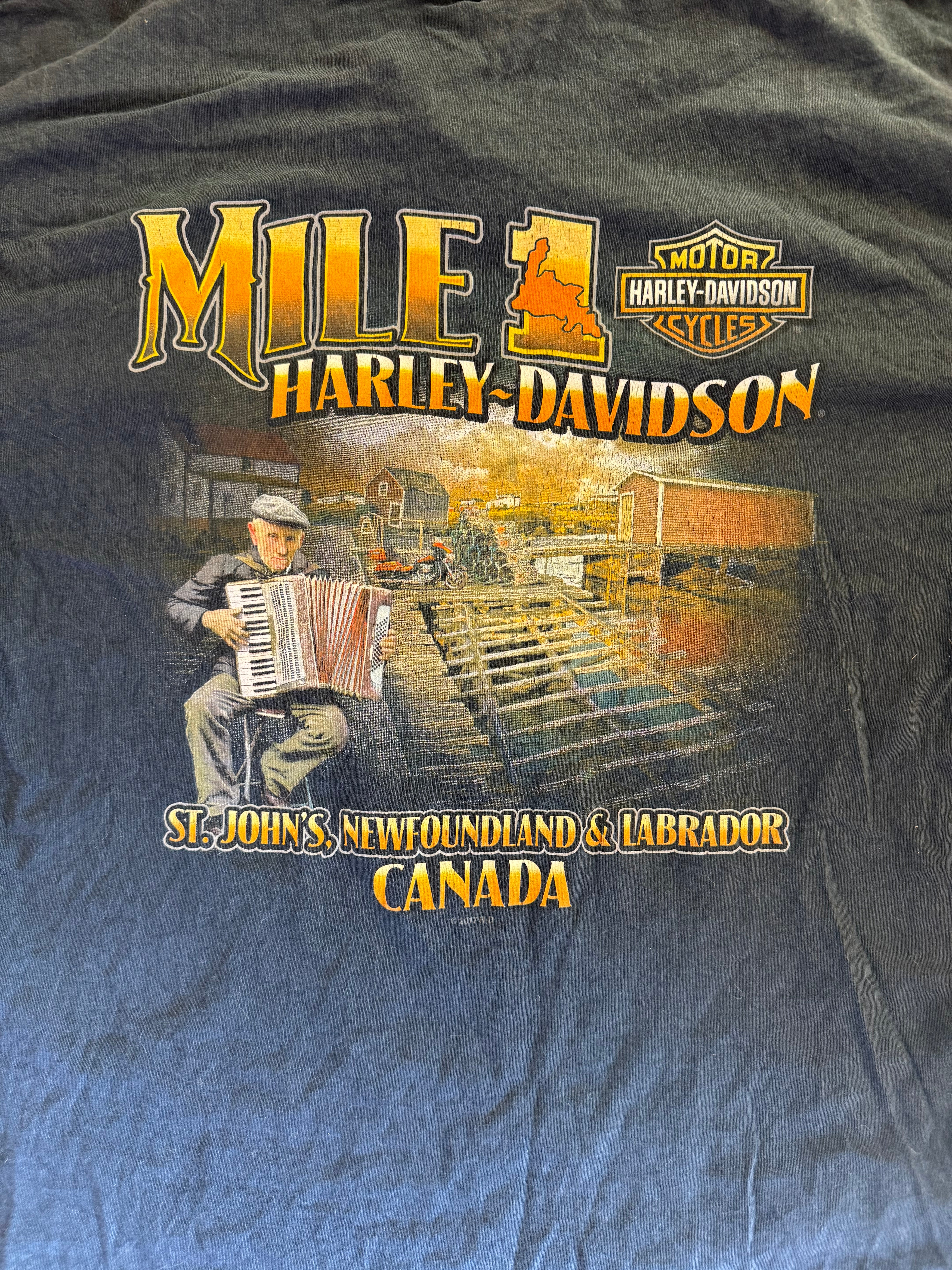 black harley davidson branded mile 1 canada tee, xl