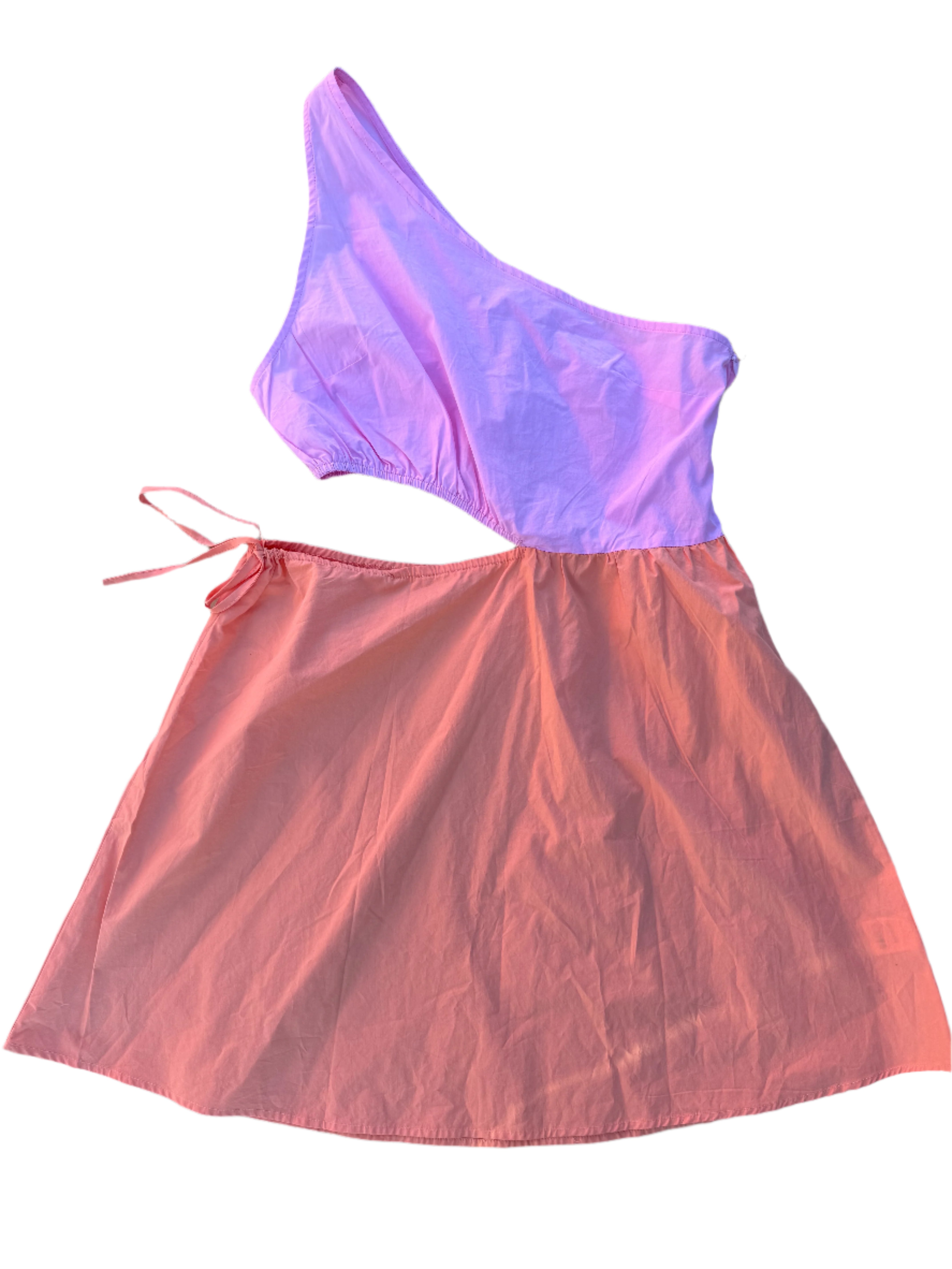 pink orange petal + pup nwt two toned dress w cutout, 10