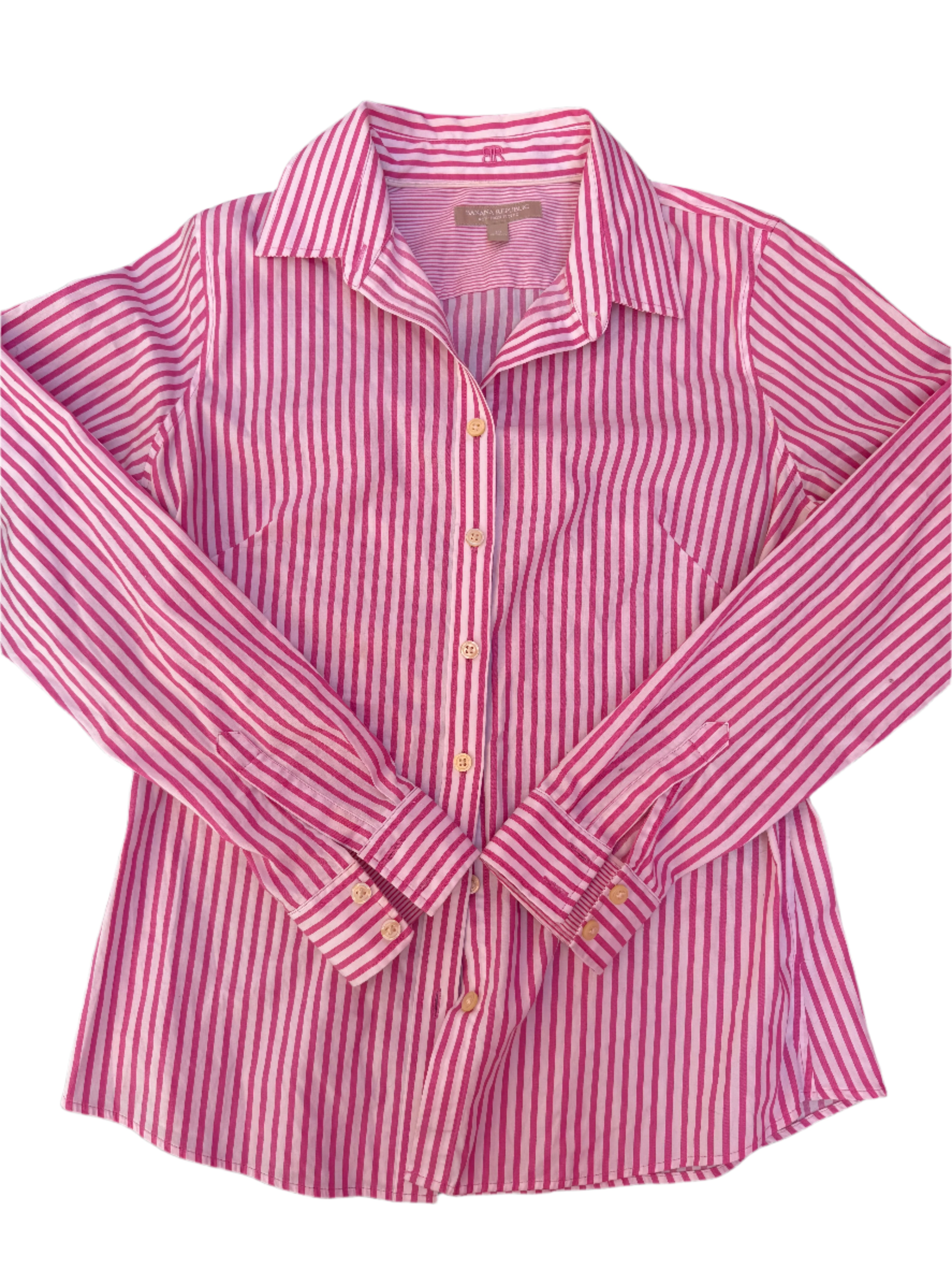 pink banana republic striped button down, 10