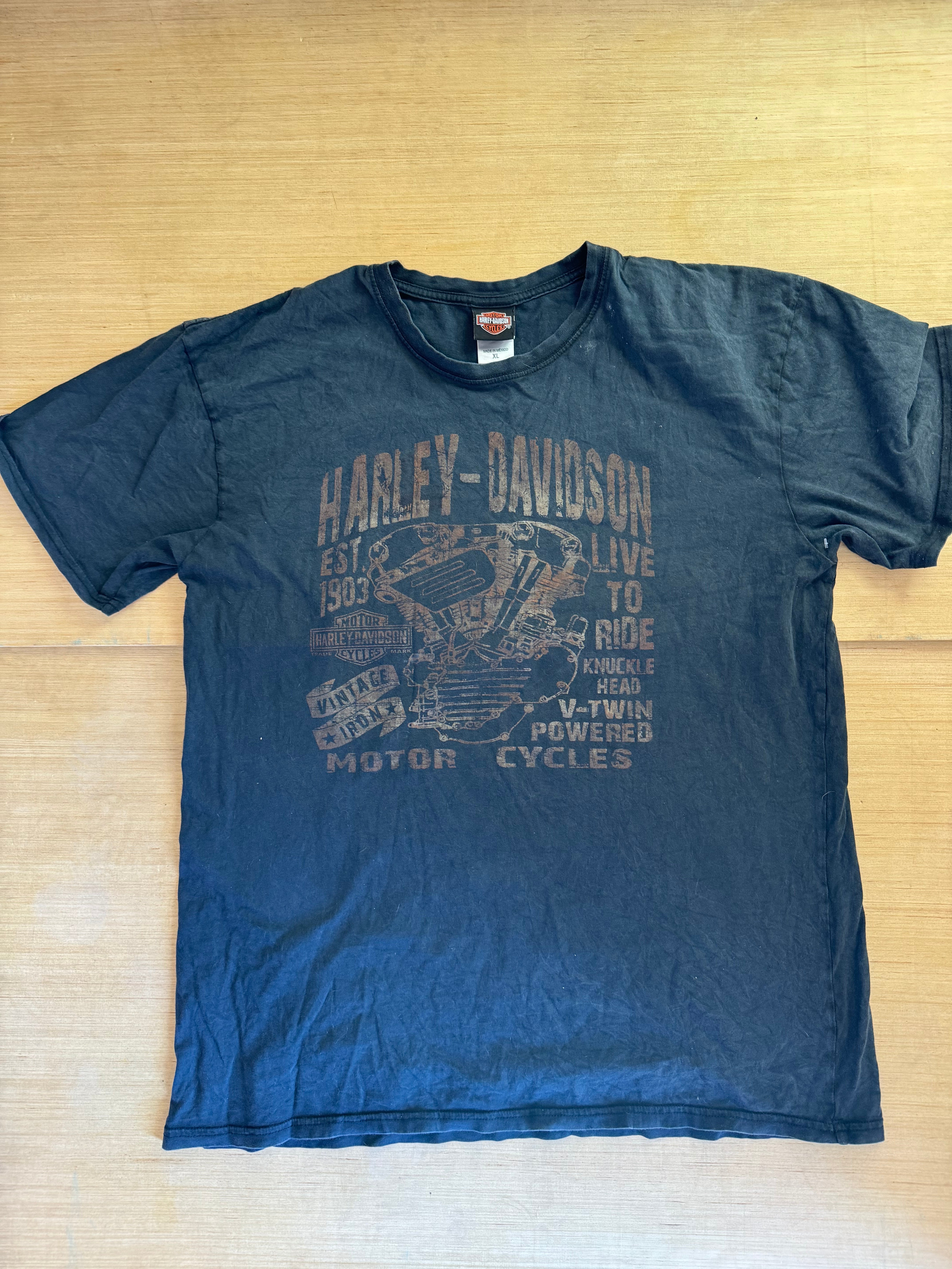 black harley davidson branded mile 1 canada tee, xl