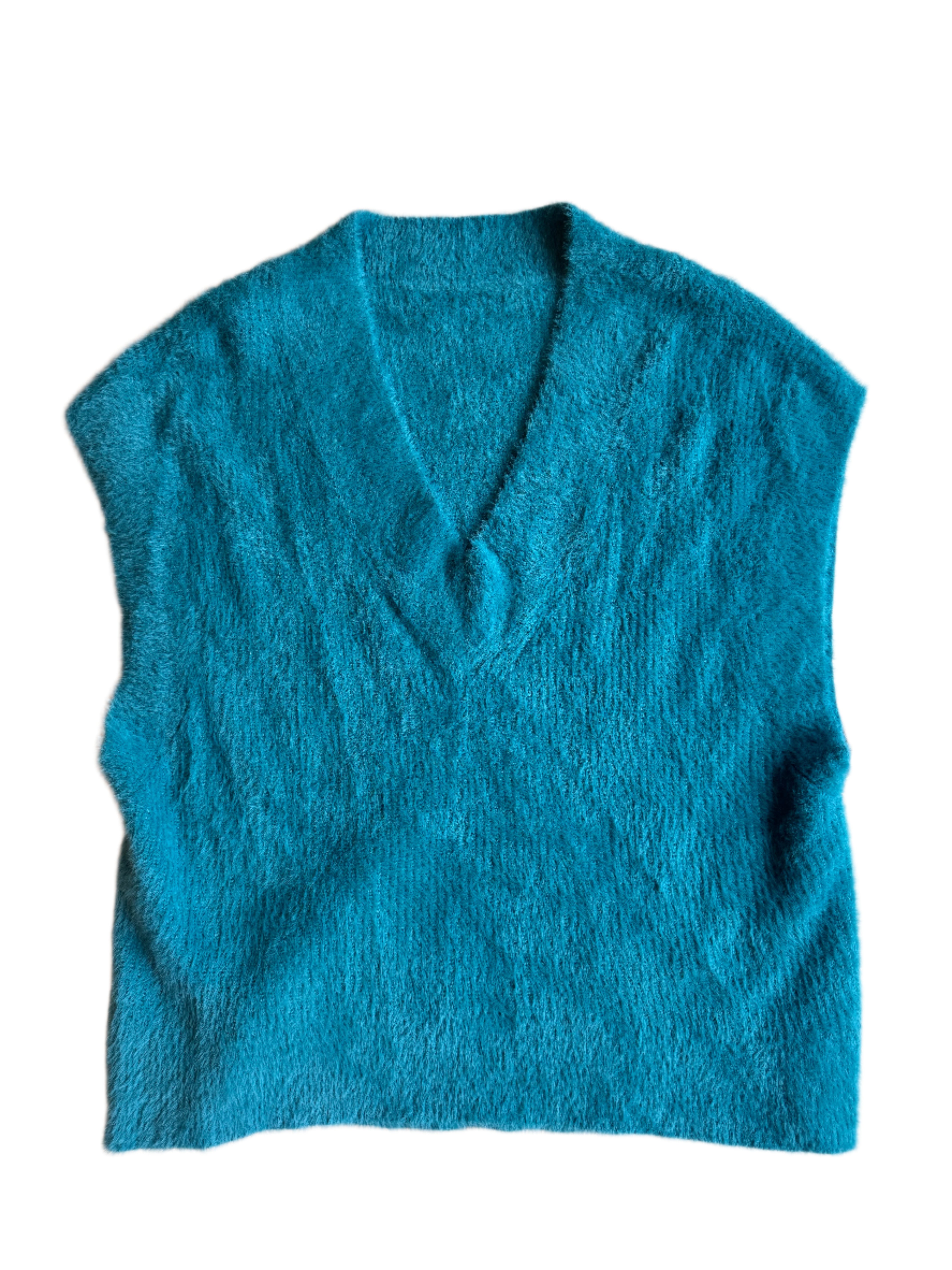 teal  fuzzy sweater vest