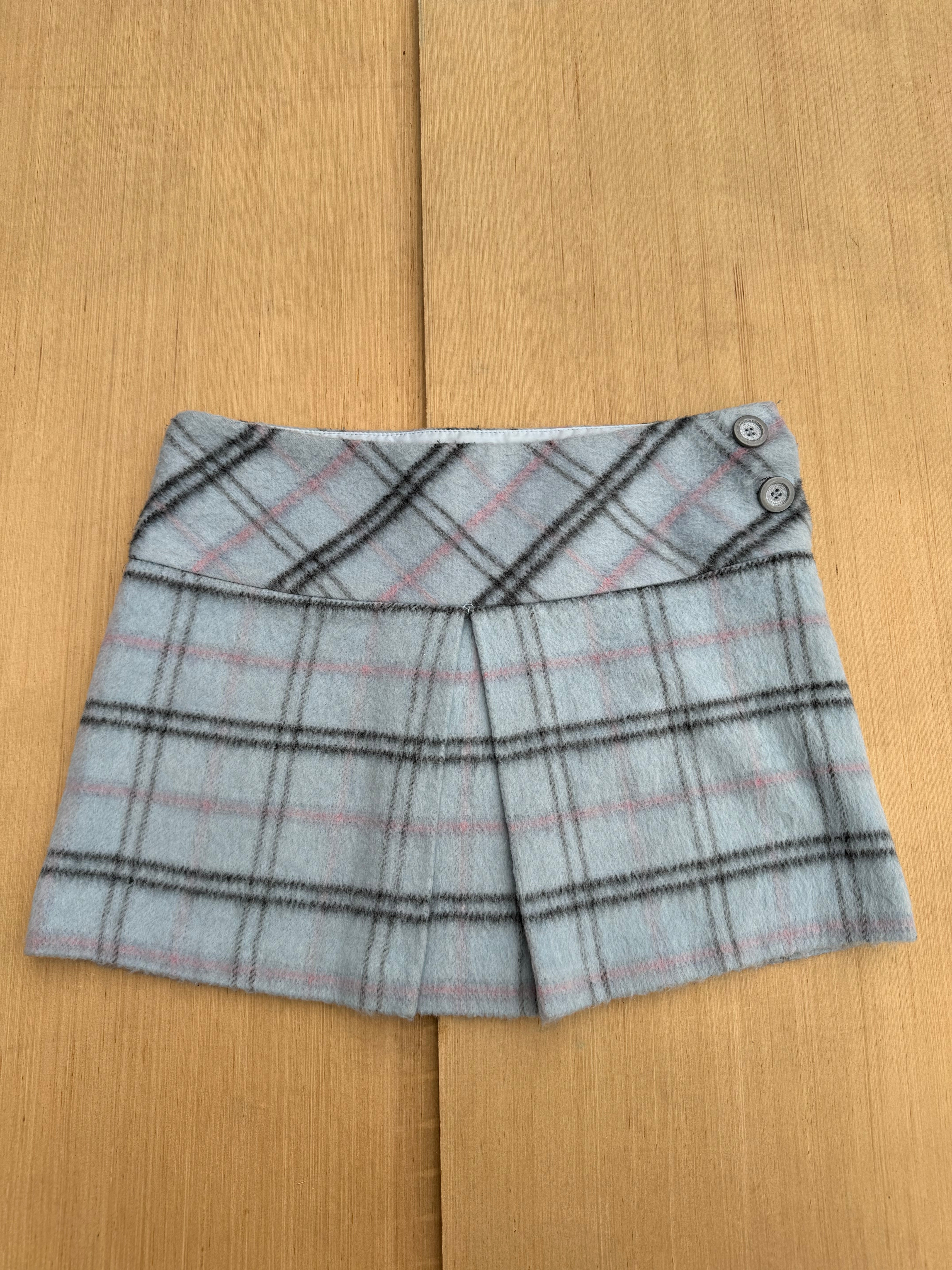 blue motivi plaid mini skirt, s