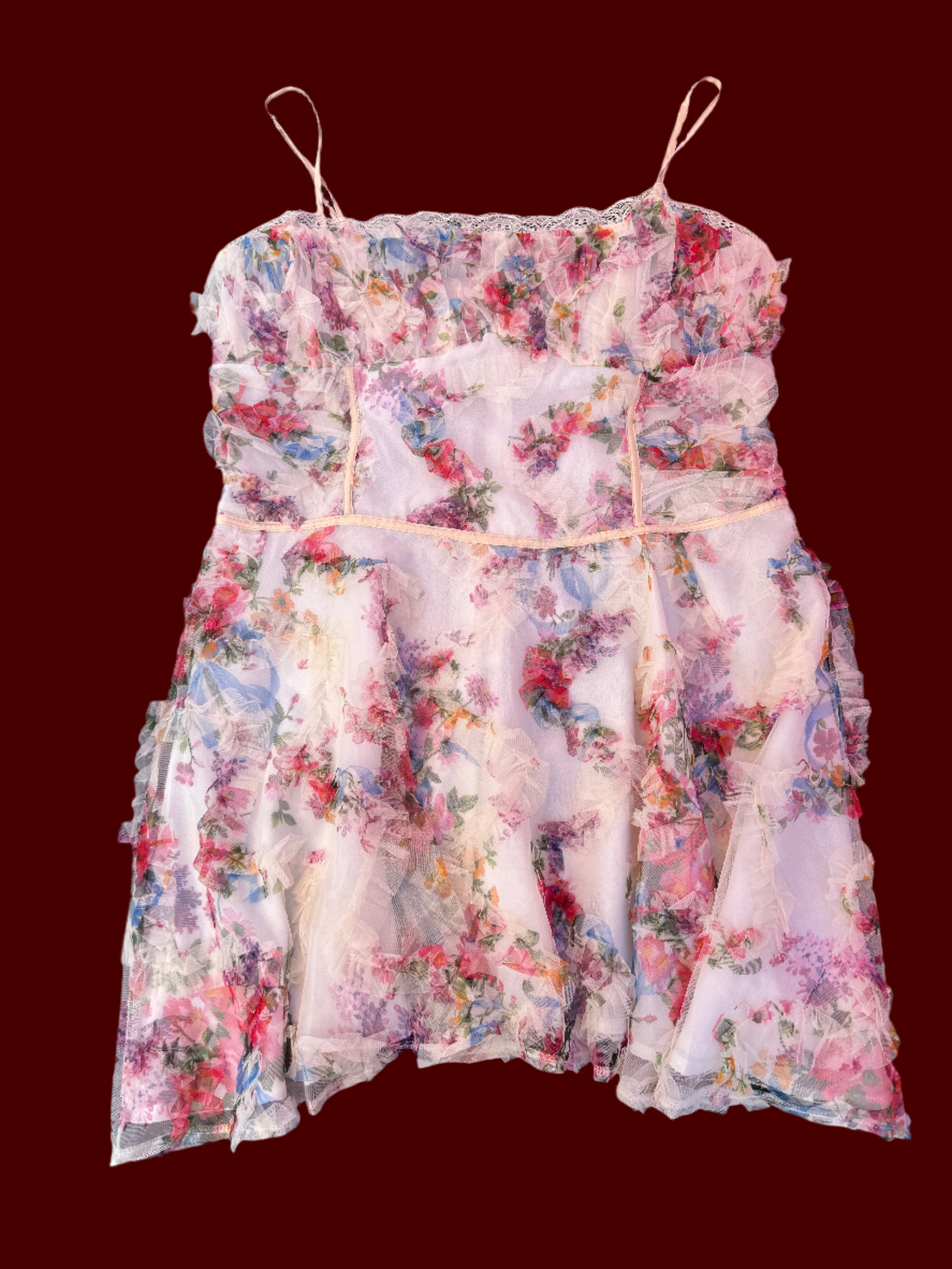 cream Pretty little thing floral mini dress, 16