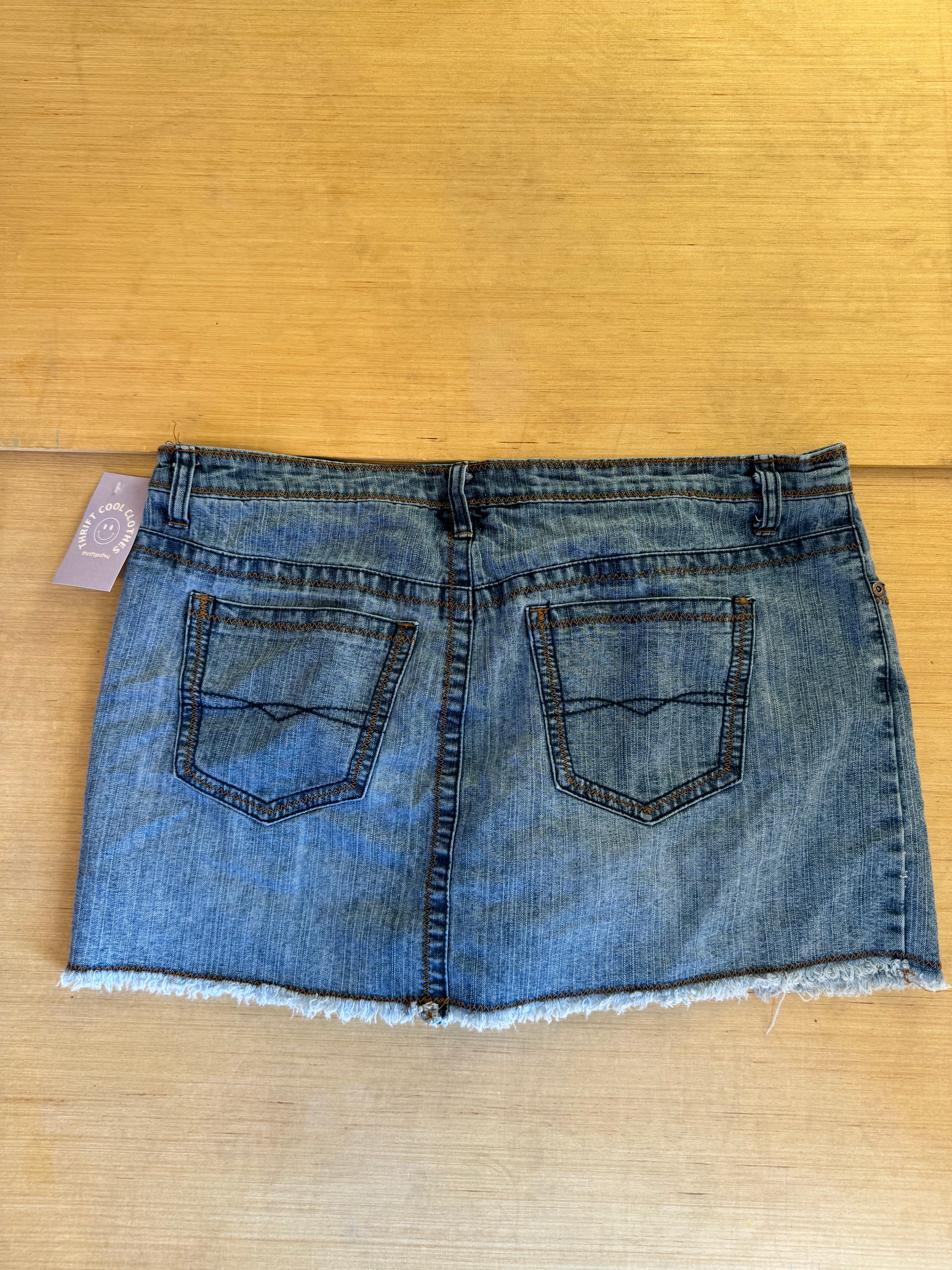 blue lei denim mini skirt size 14