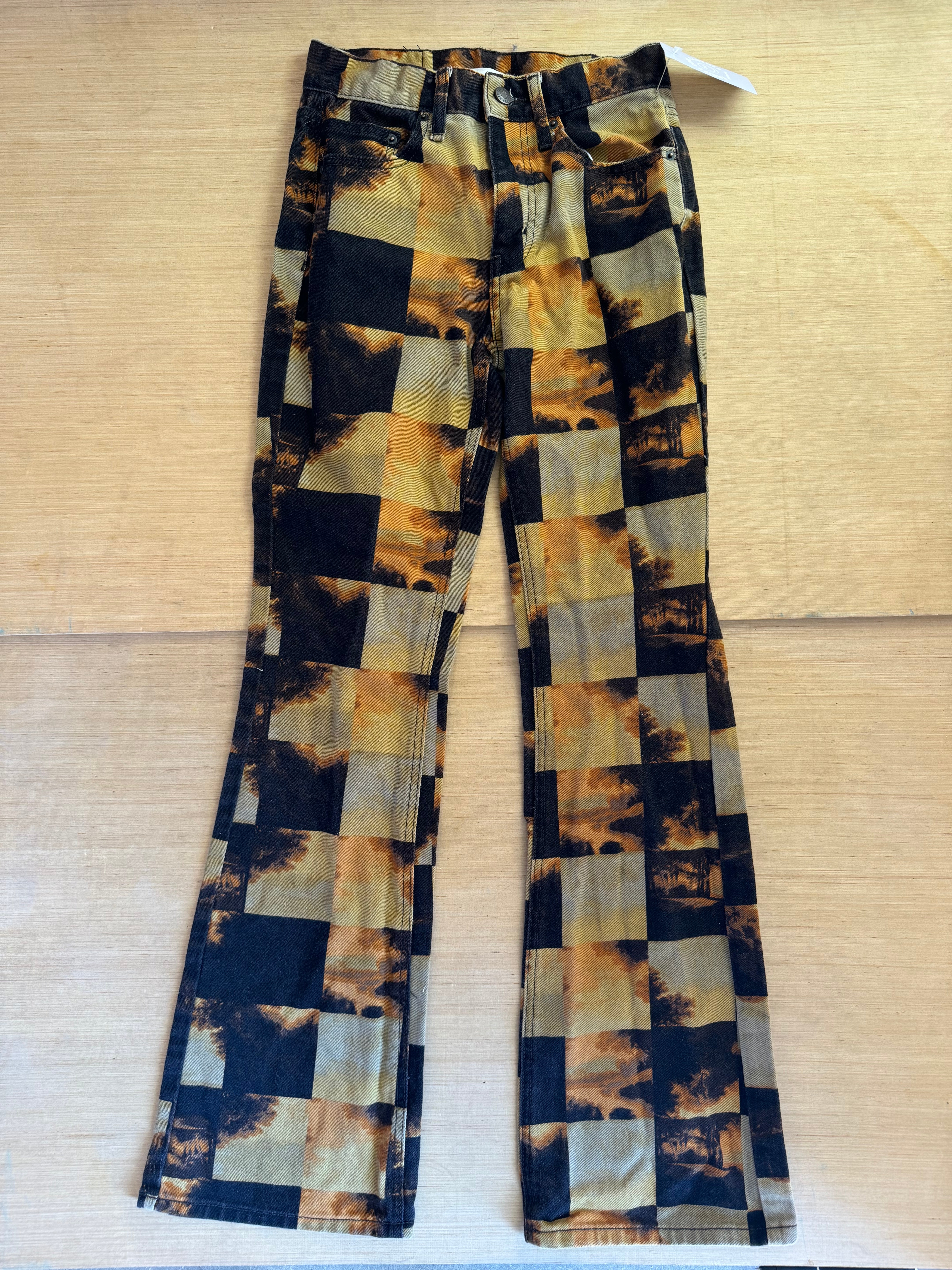 black brown bdg checkered floral pants, 24