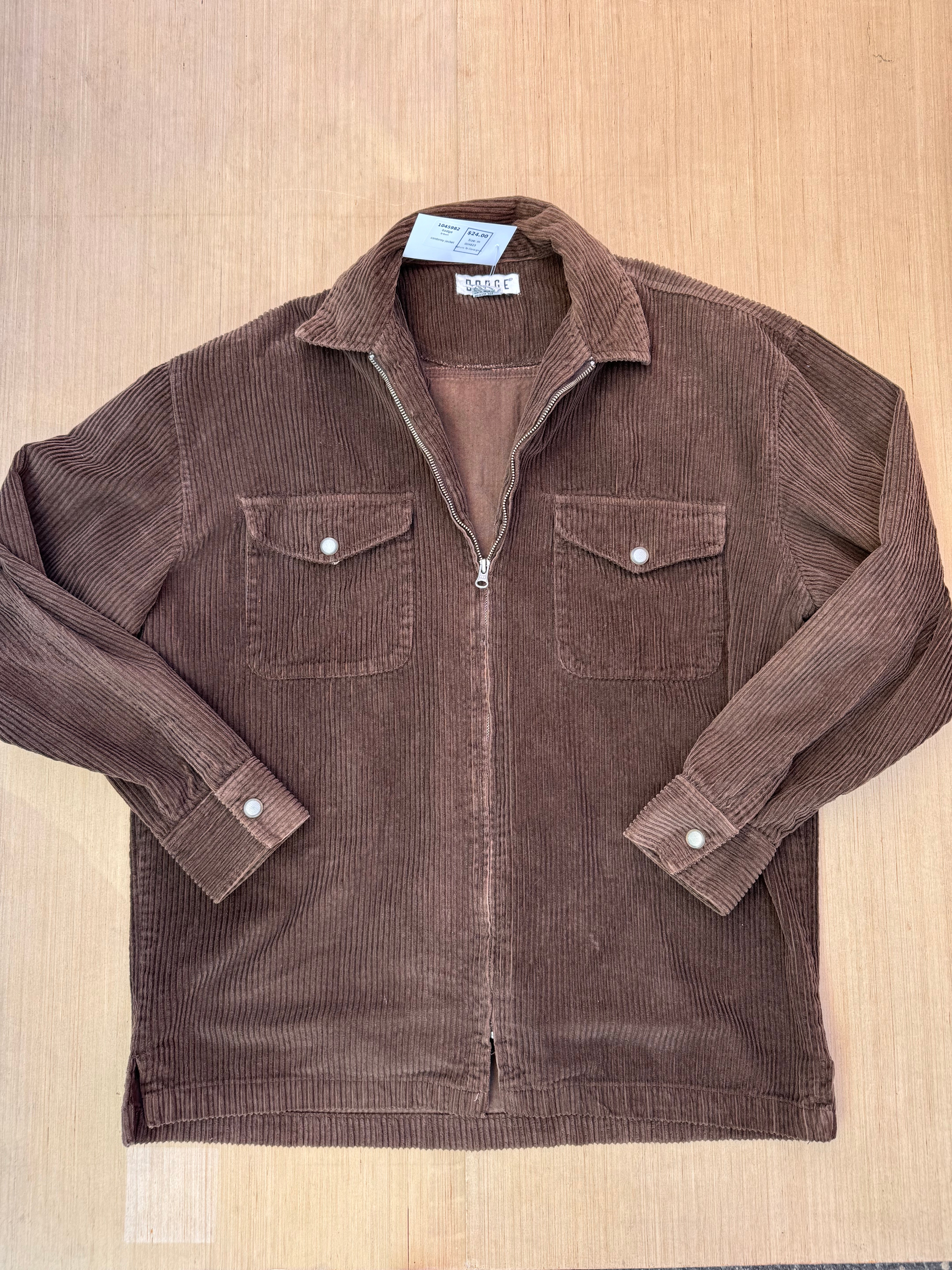 brown badge cordoroy jacket, m