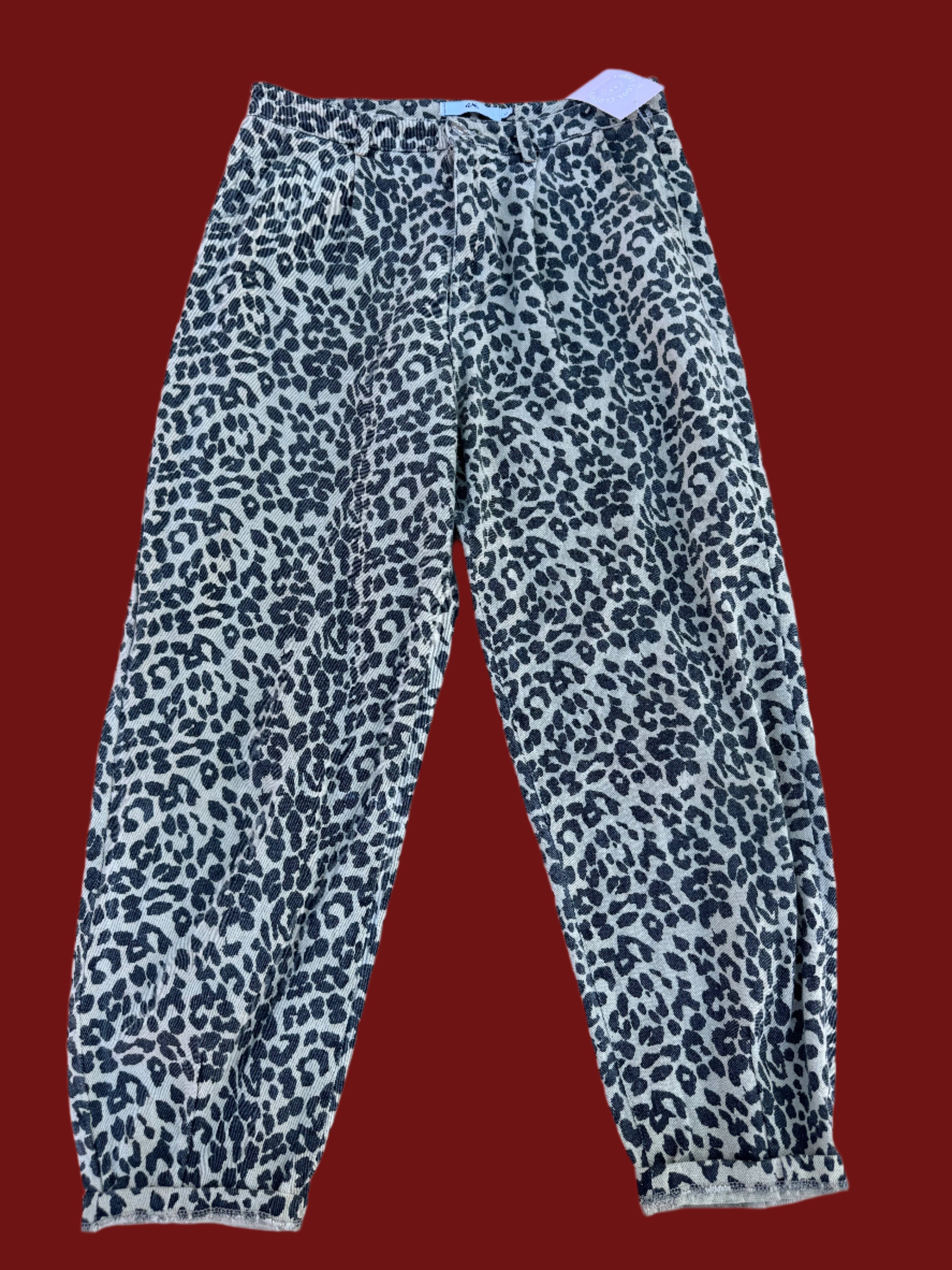 Tan Adika Cheetah pants, L fits like M