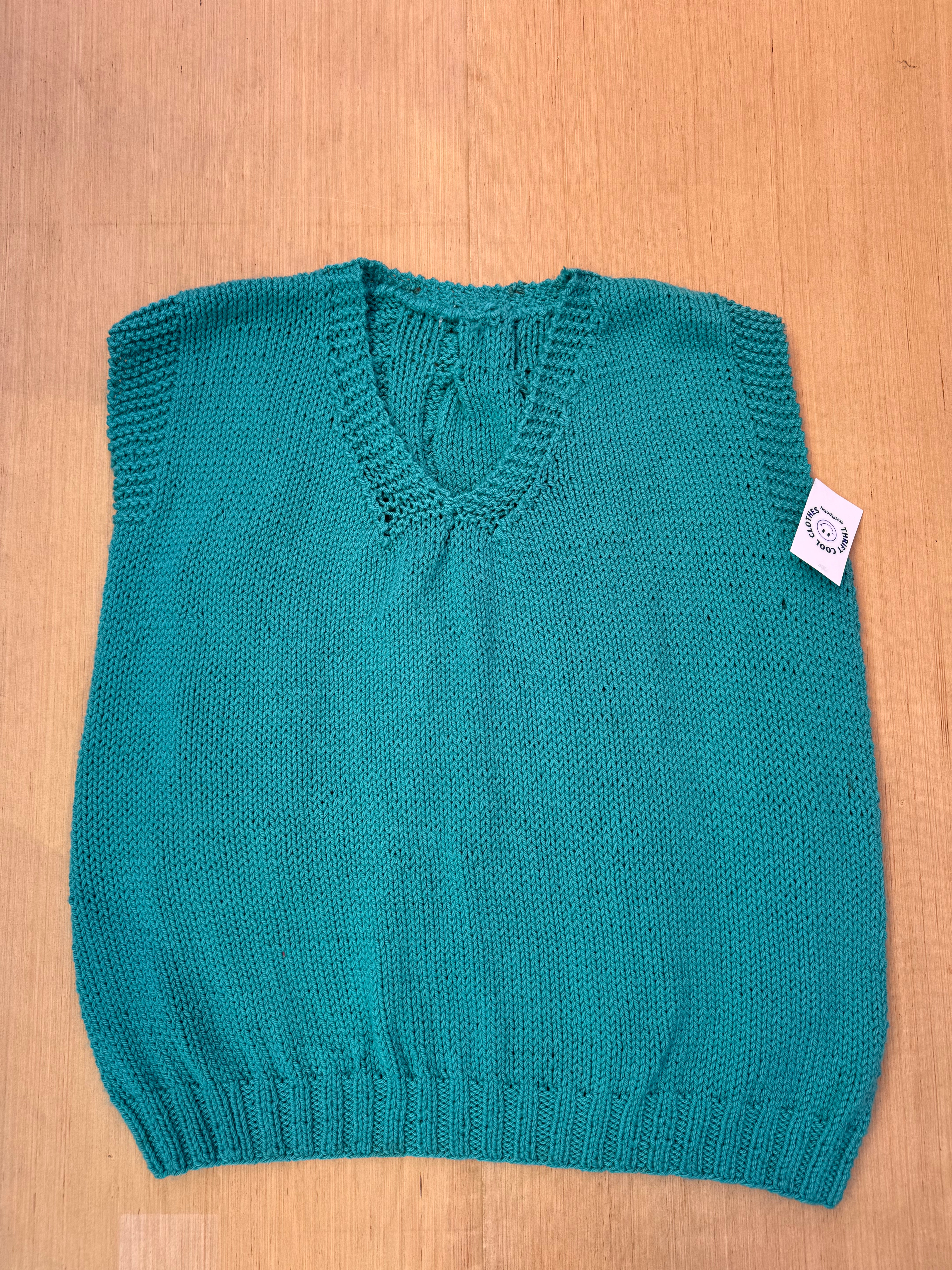 teal  handknit sweater vest