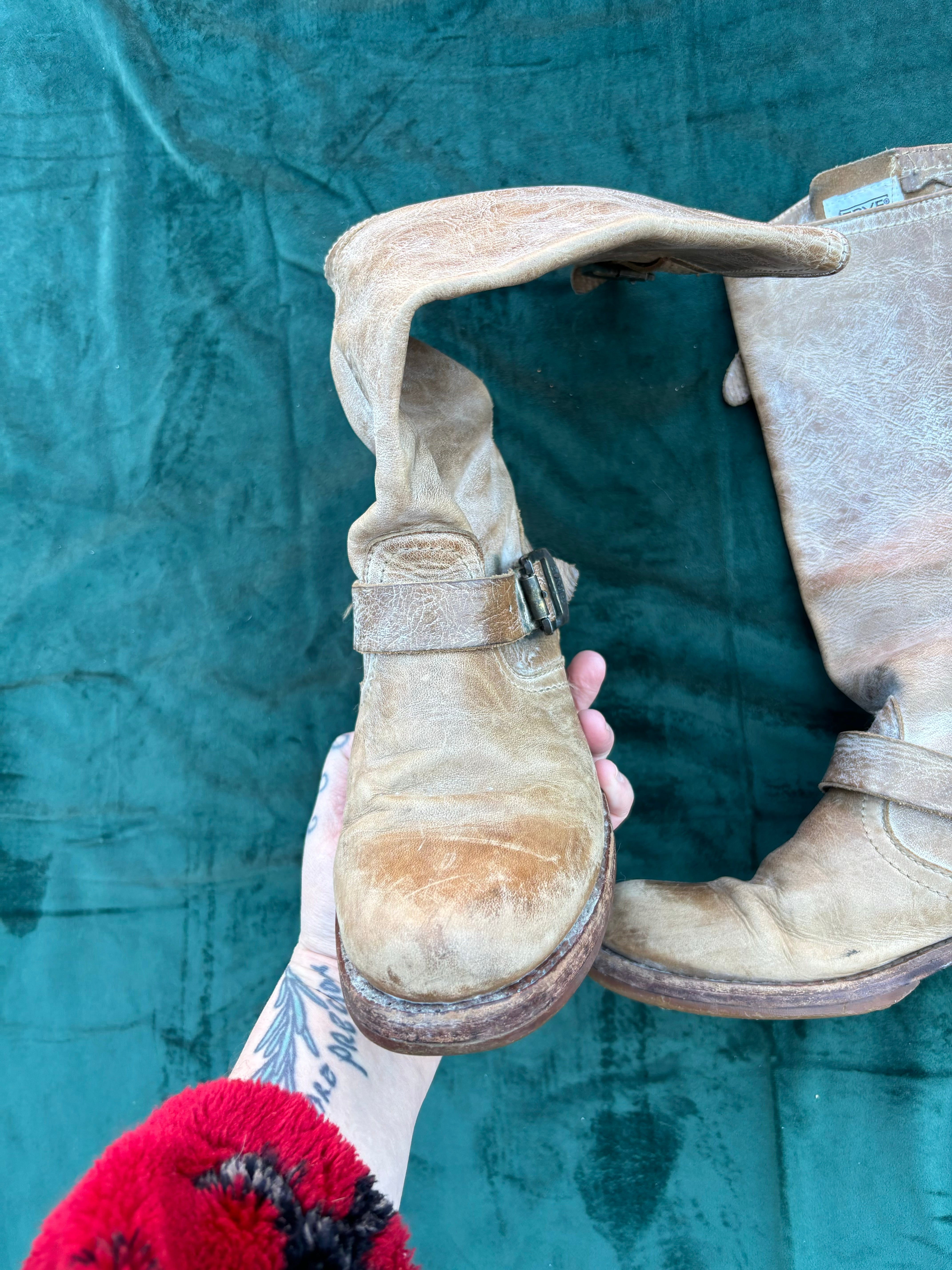 tan Frye tall leather boots, 7