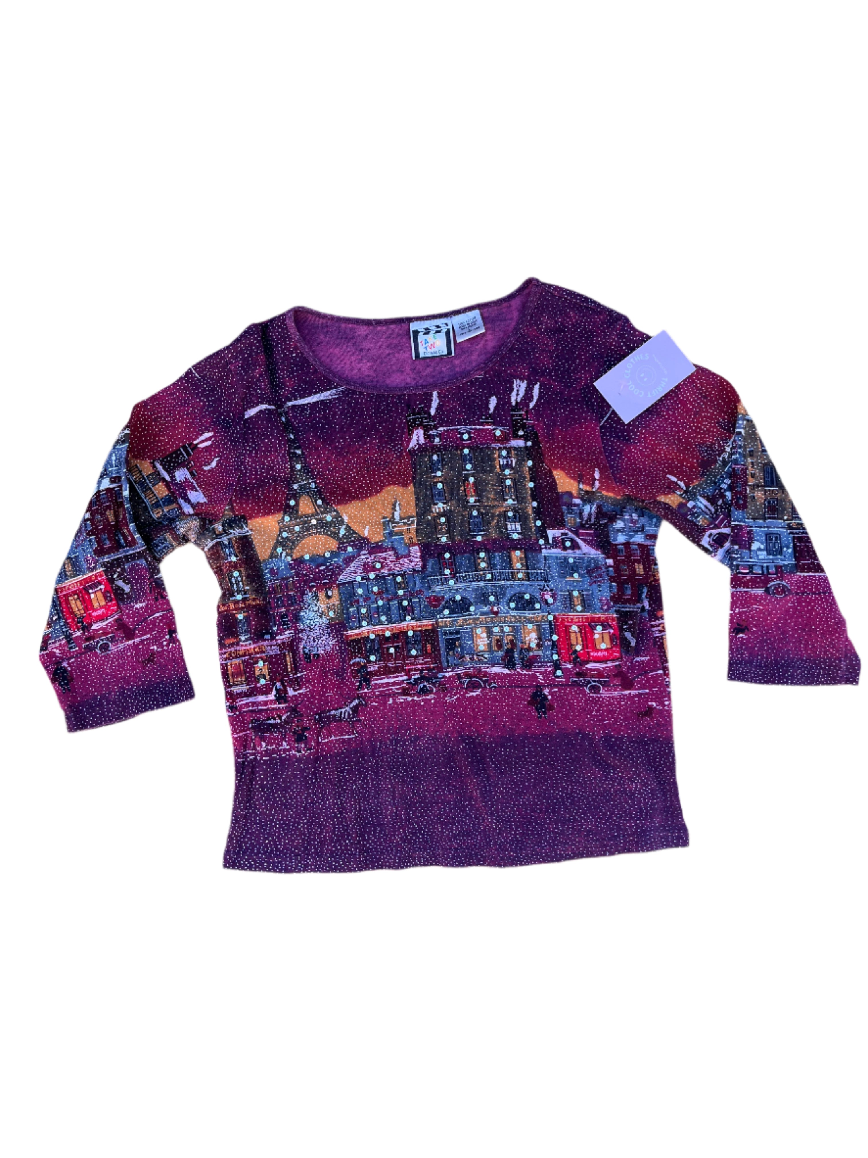 magenta take two snow scene top, L