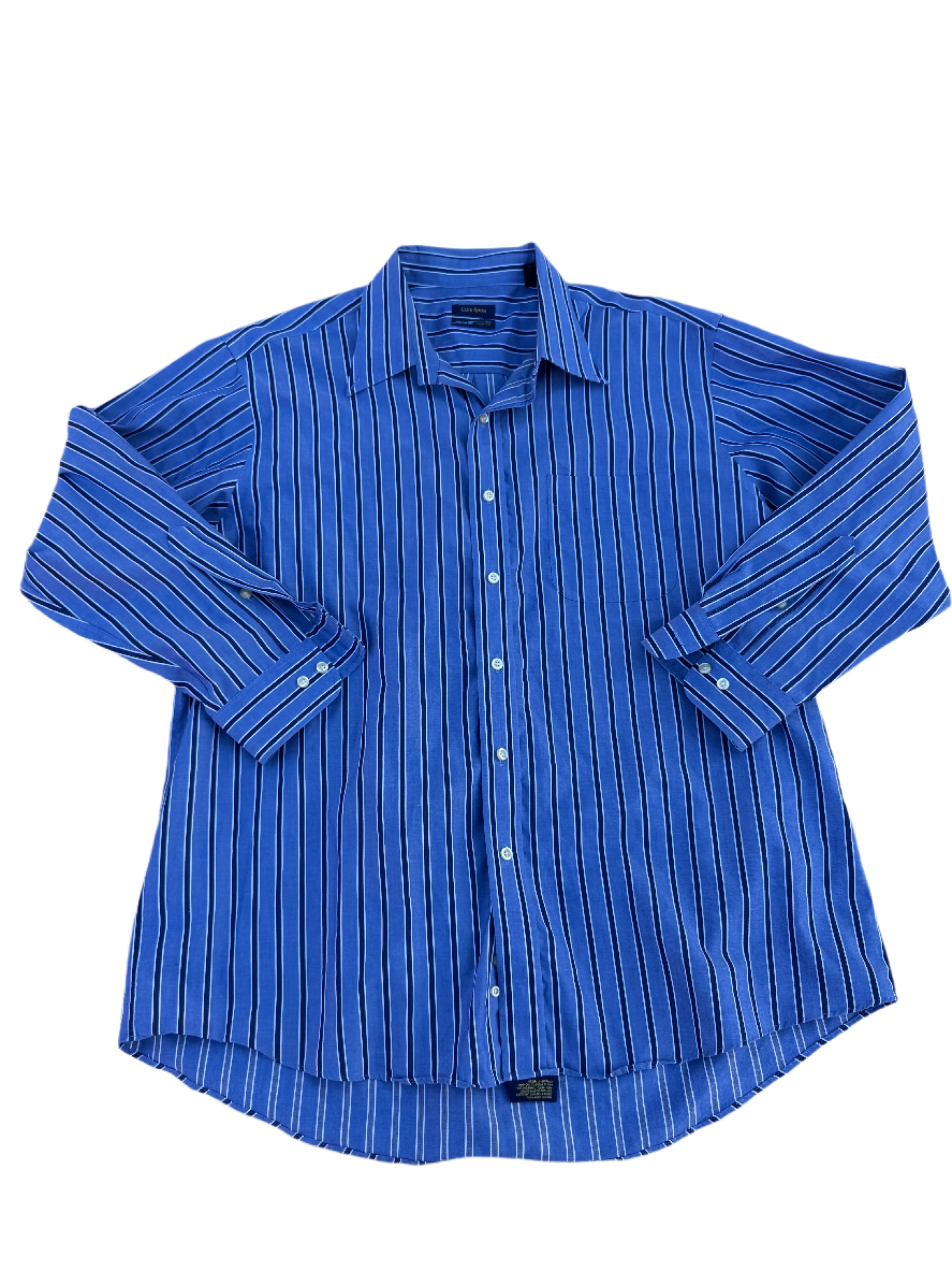 blue club room striped button up, XL