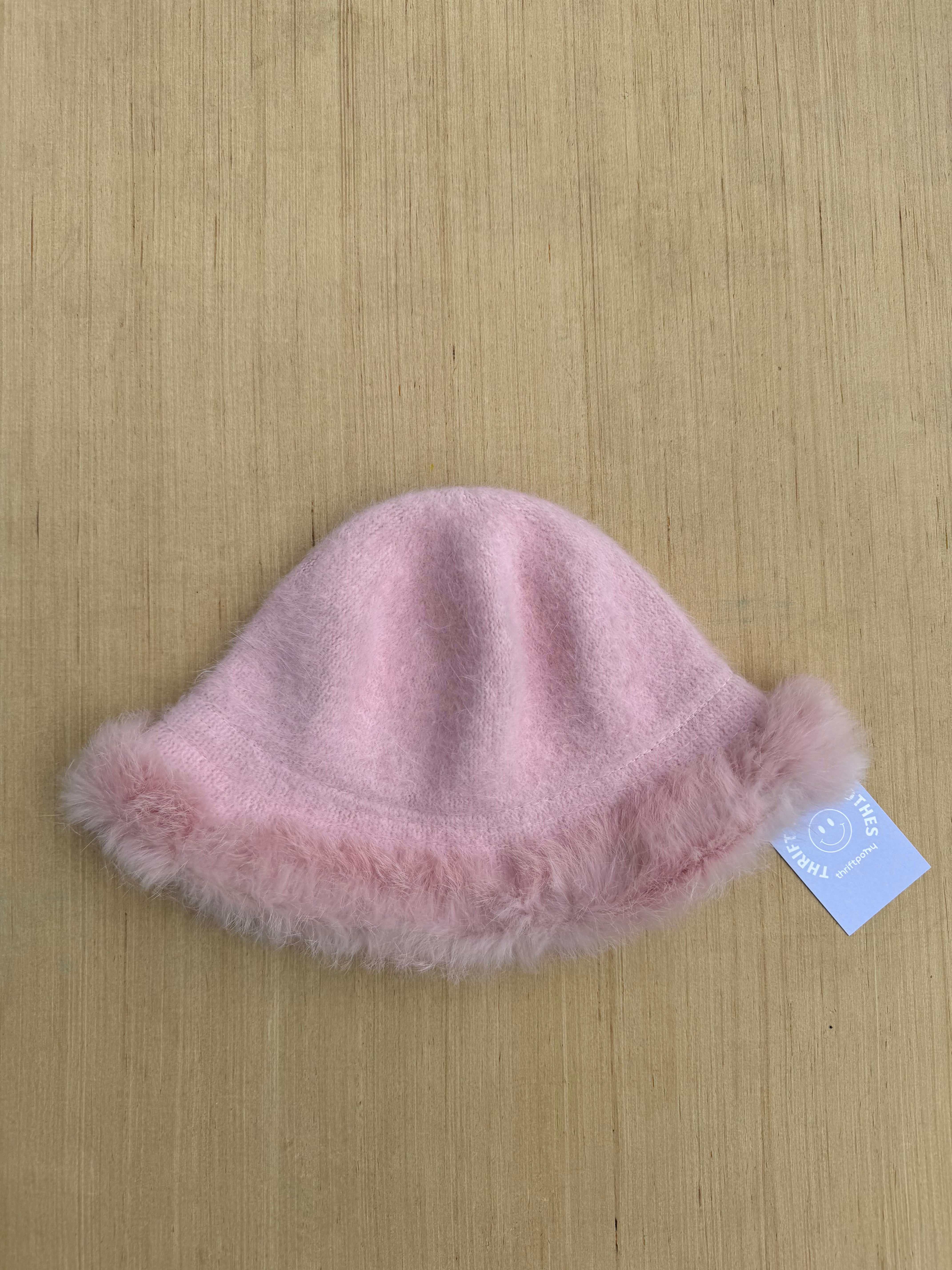 pink  fuzzy bucket hat