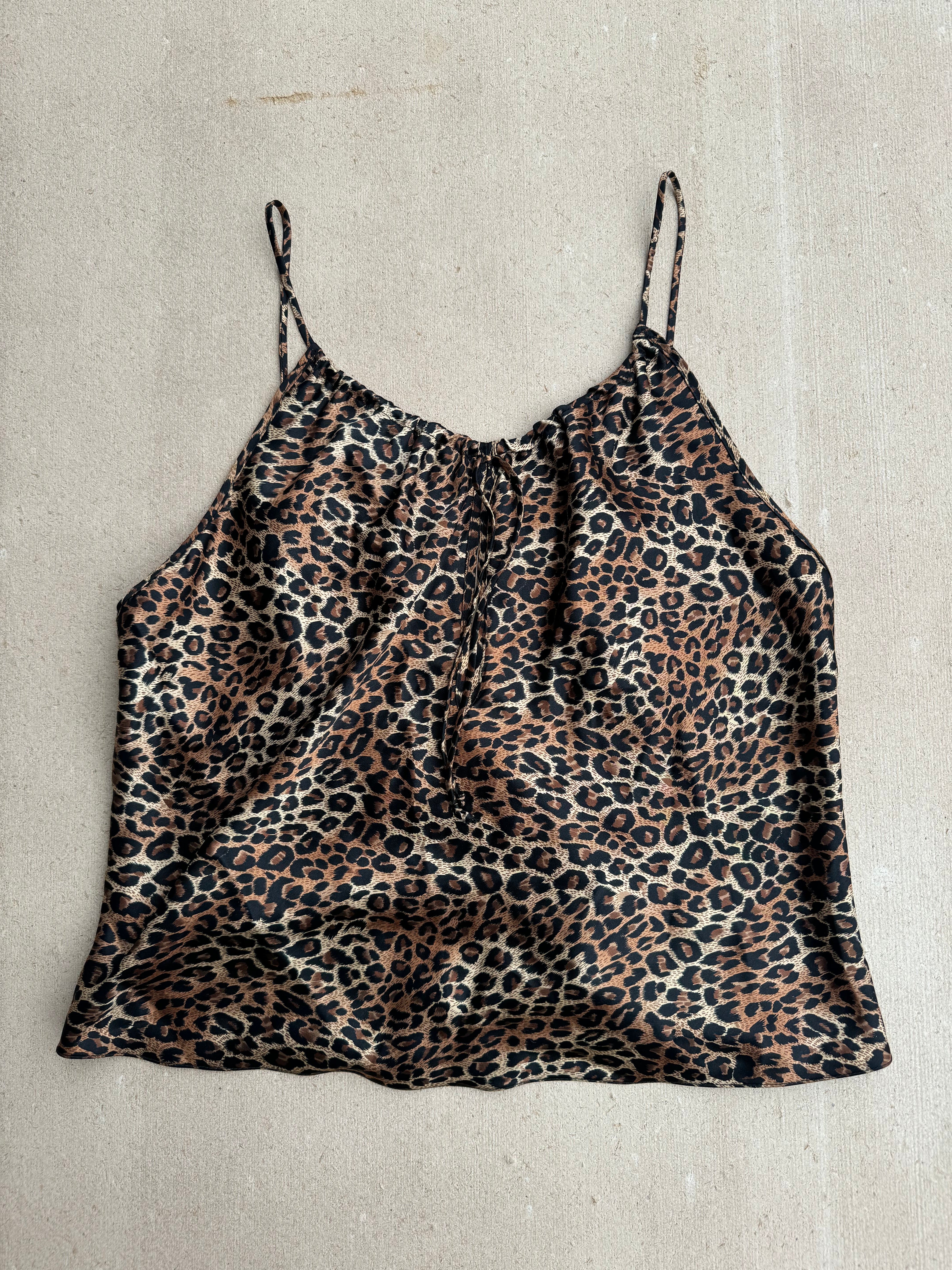 brown secret treasures satin y cheetah tank, L