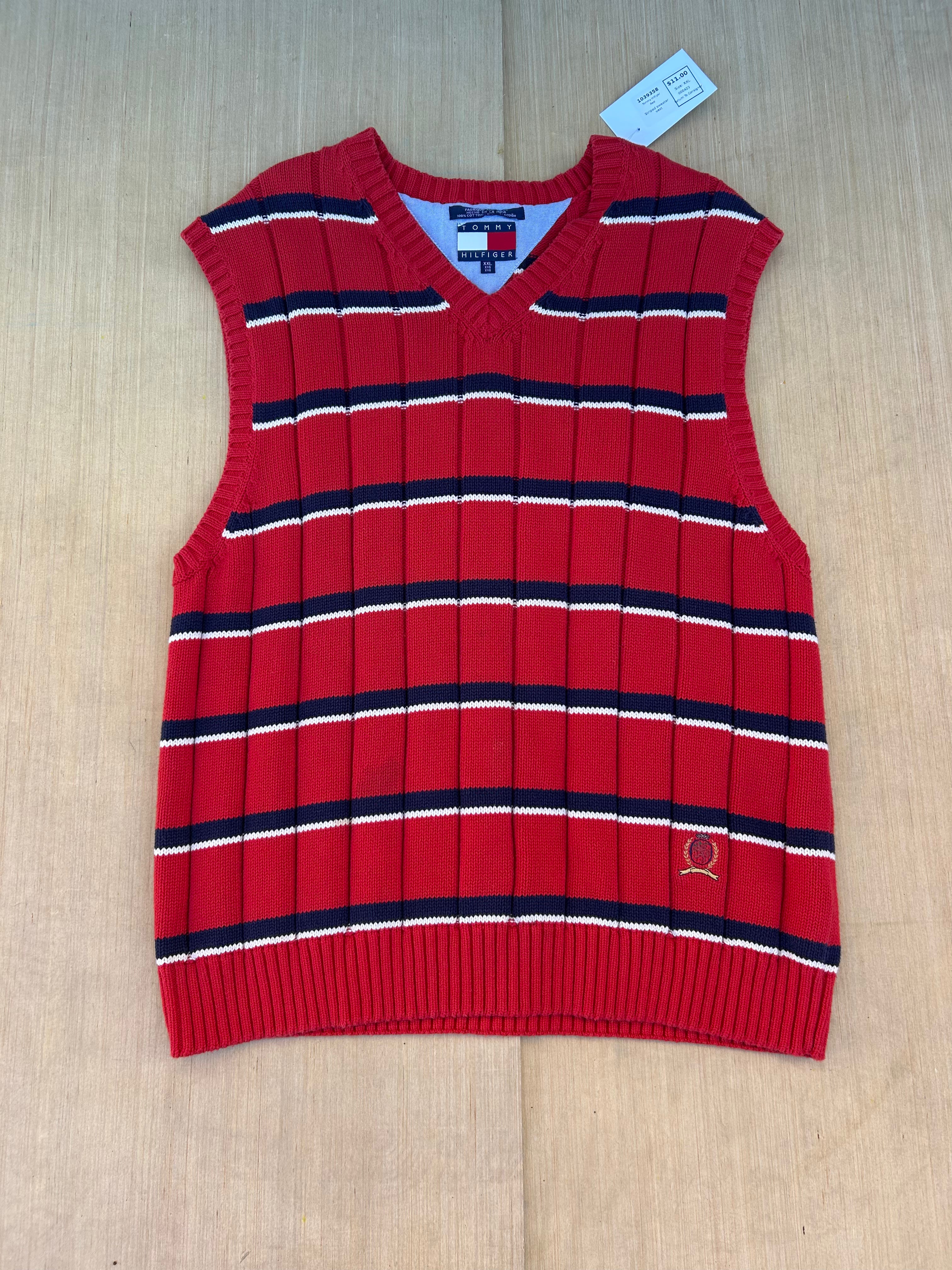 Red Tommy Hilfiger Striped sweater vest, XXL