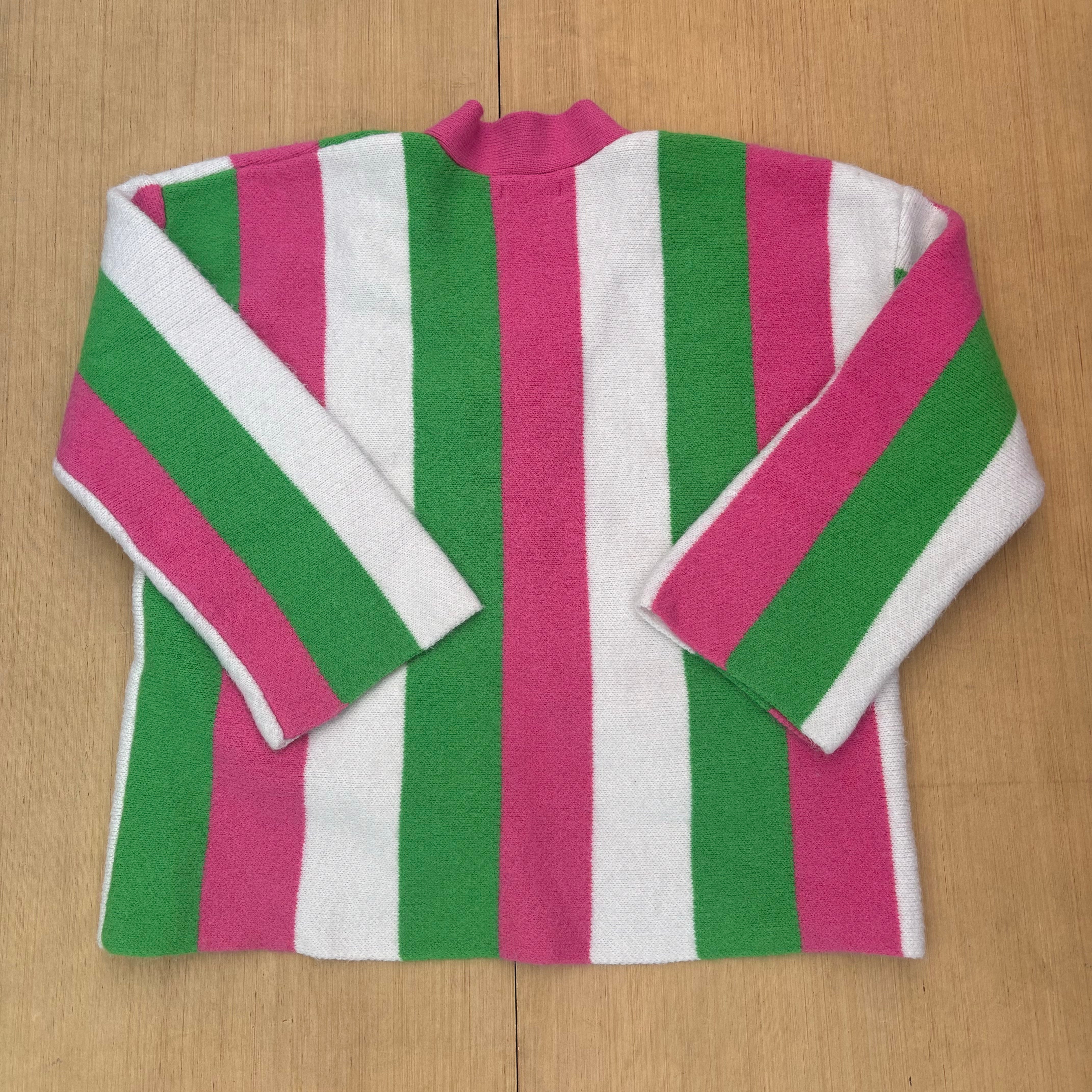 pink green white Jascls striped cardigan, M