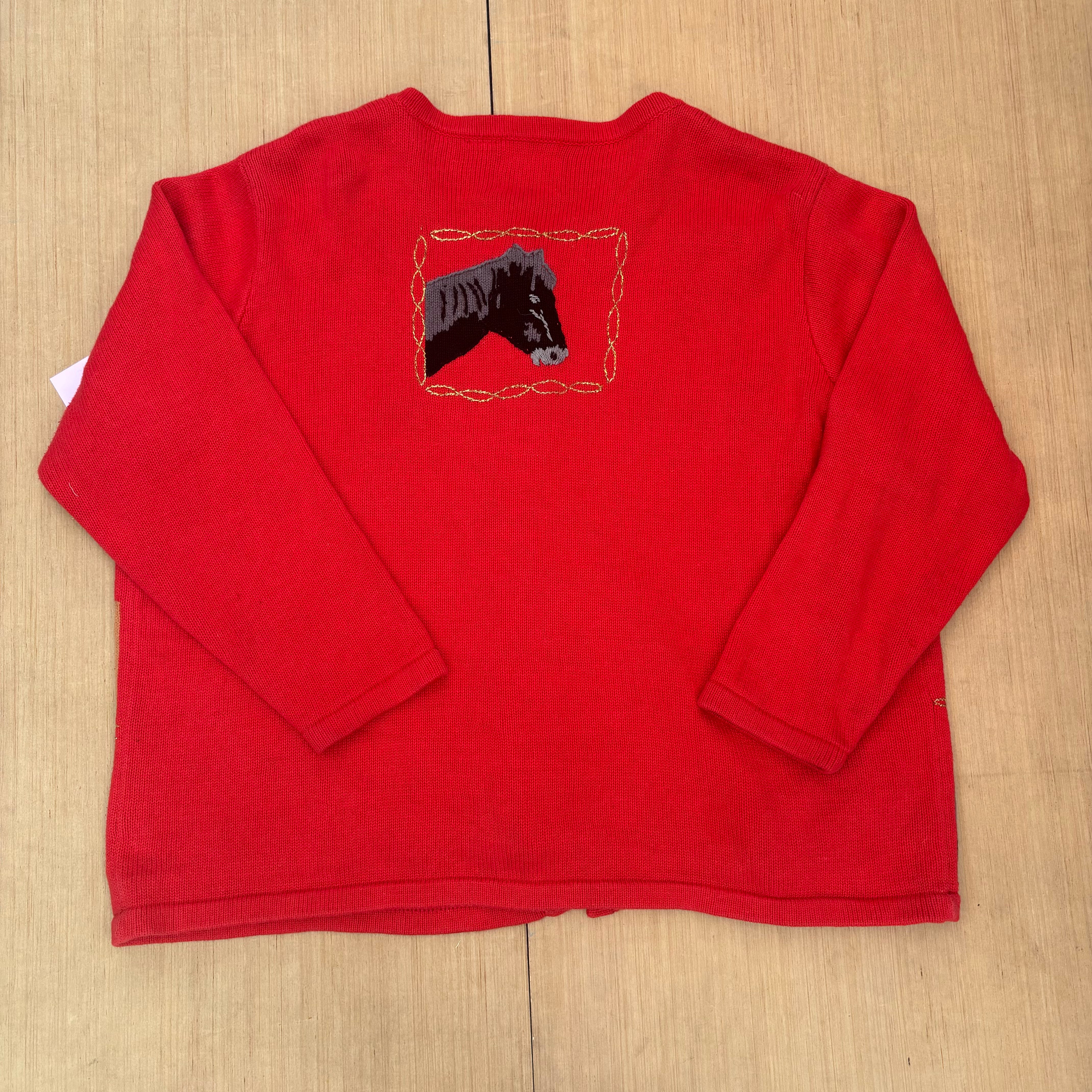 Red Storybook knits Horse cardigan, 2x