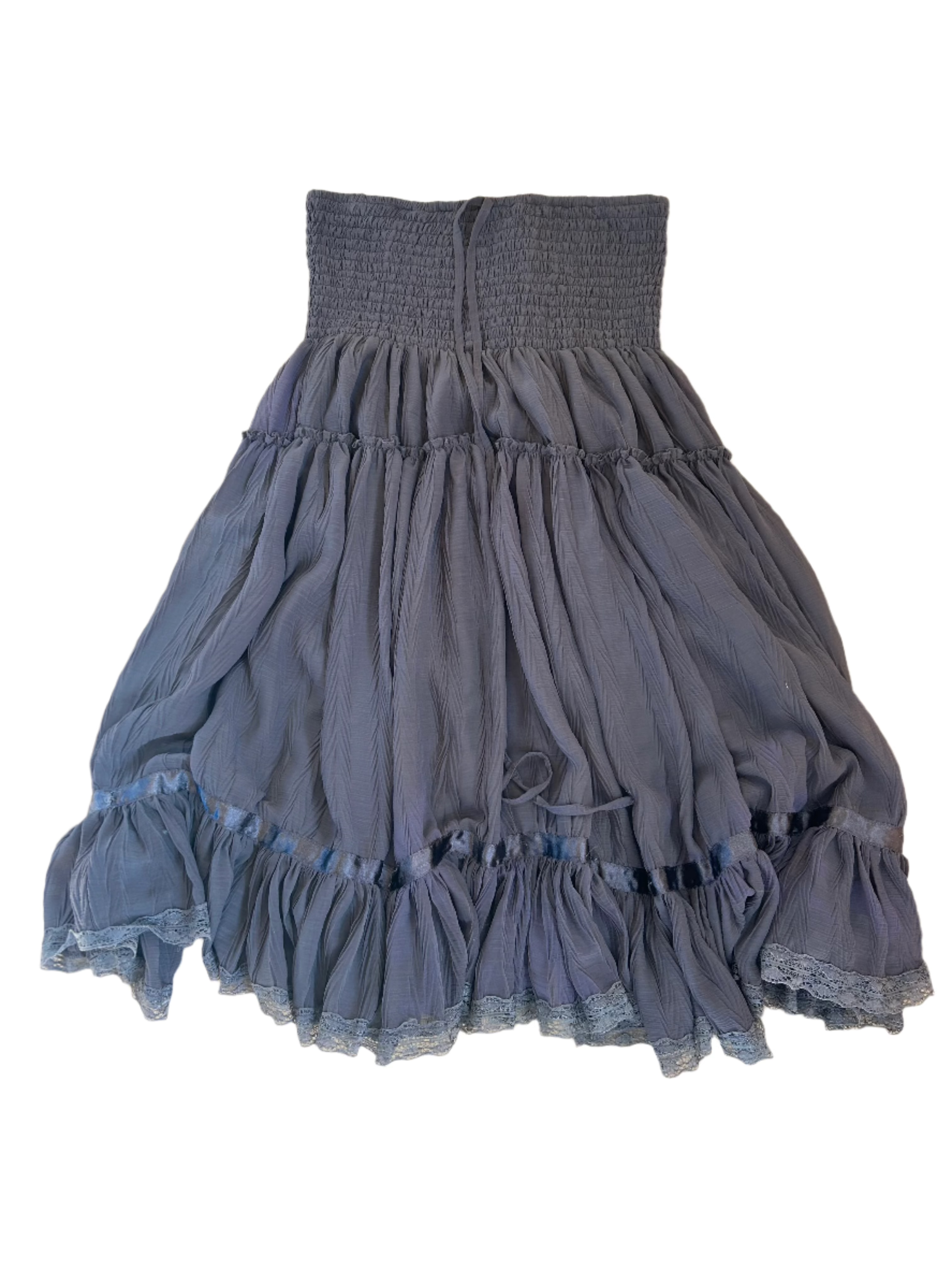 gray lapis strapless smocked dress, xl