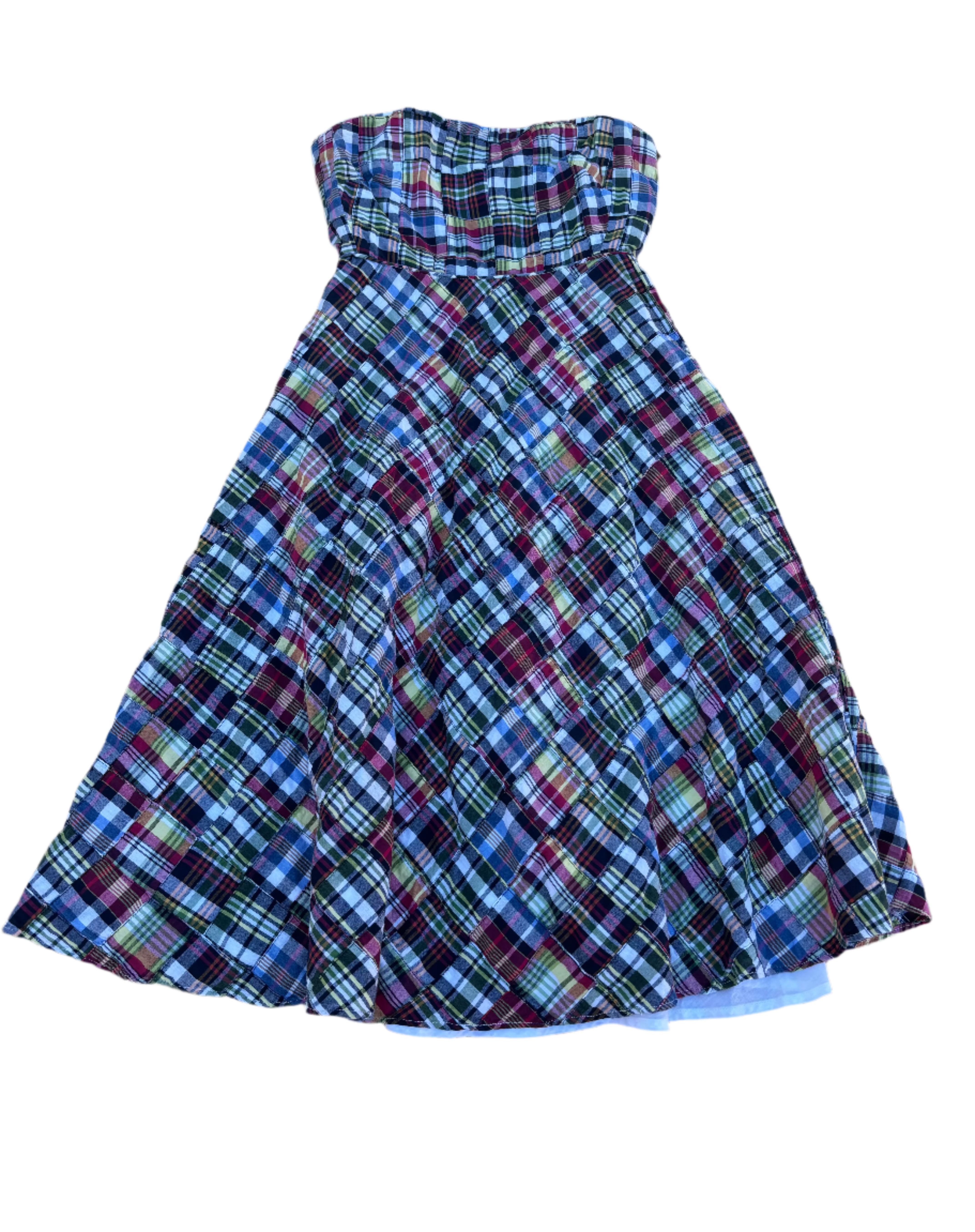 multi j crew strapless plaid dress, 2