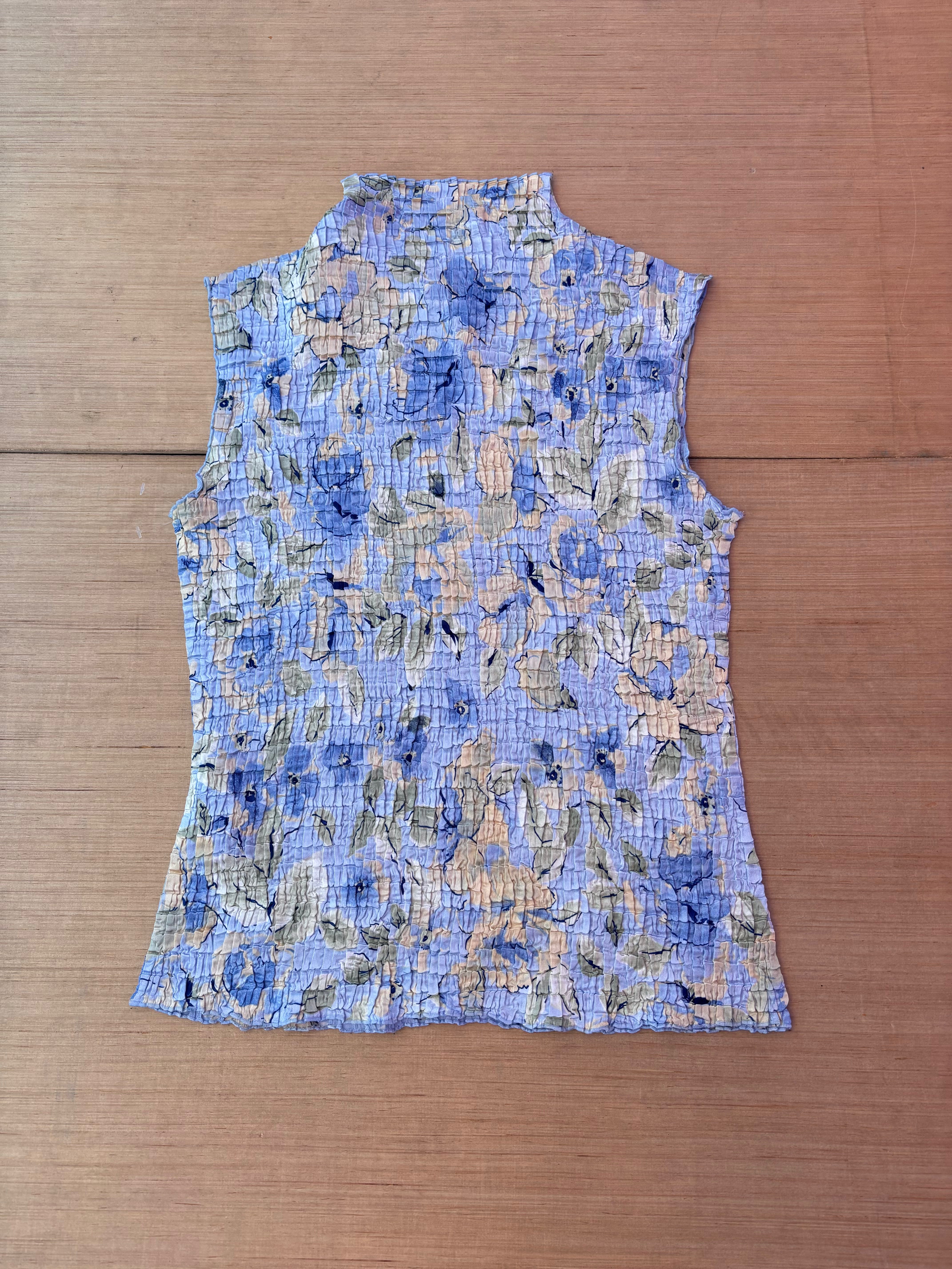 blue yellow annex textured floral tank, s