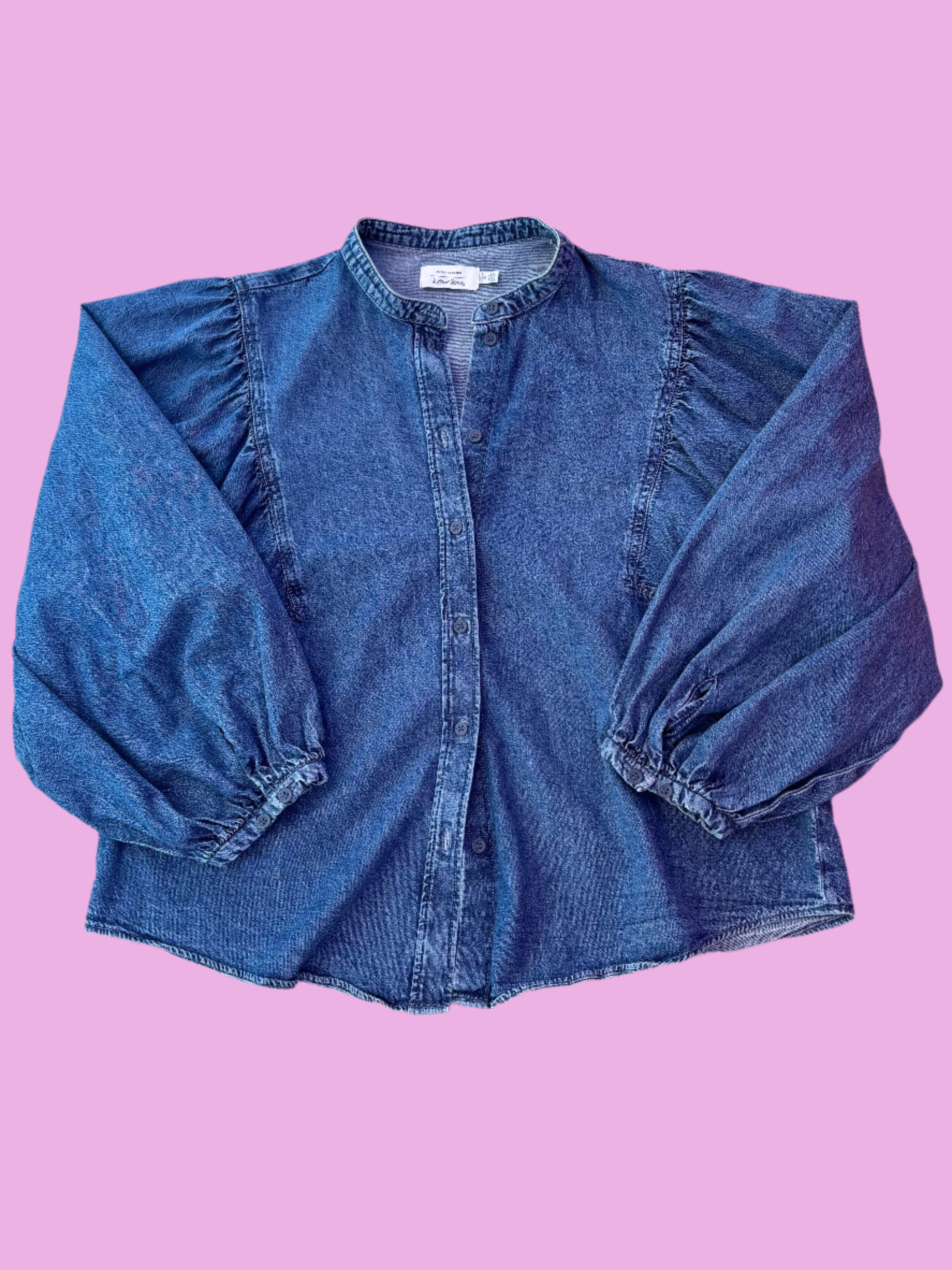 & Other stories puff sleeve denim top, L