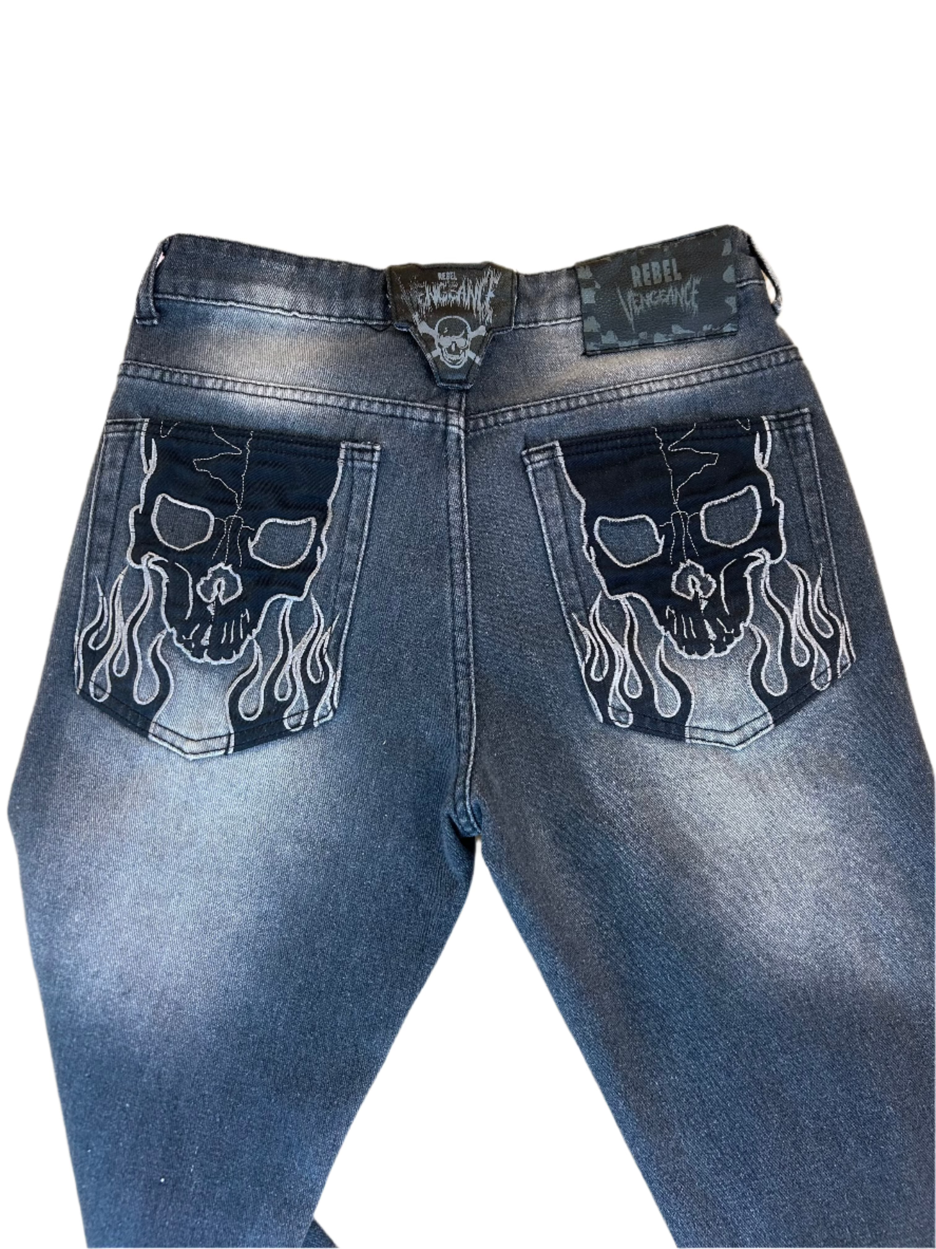 black rebel vengence Womens jeans skull pockets, 28