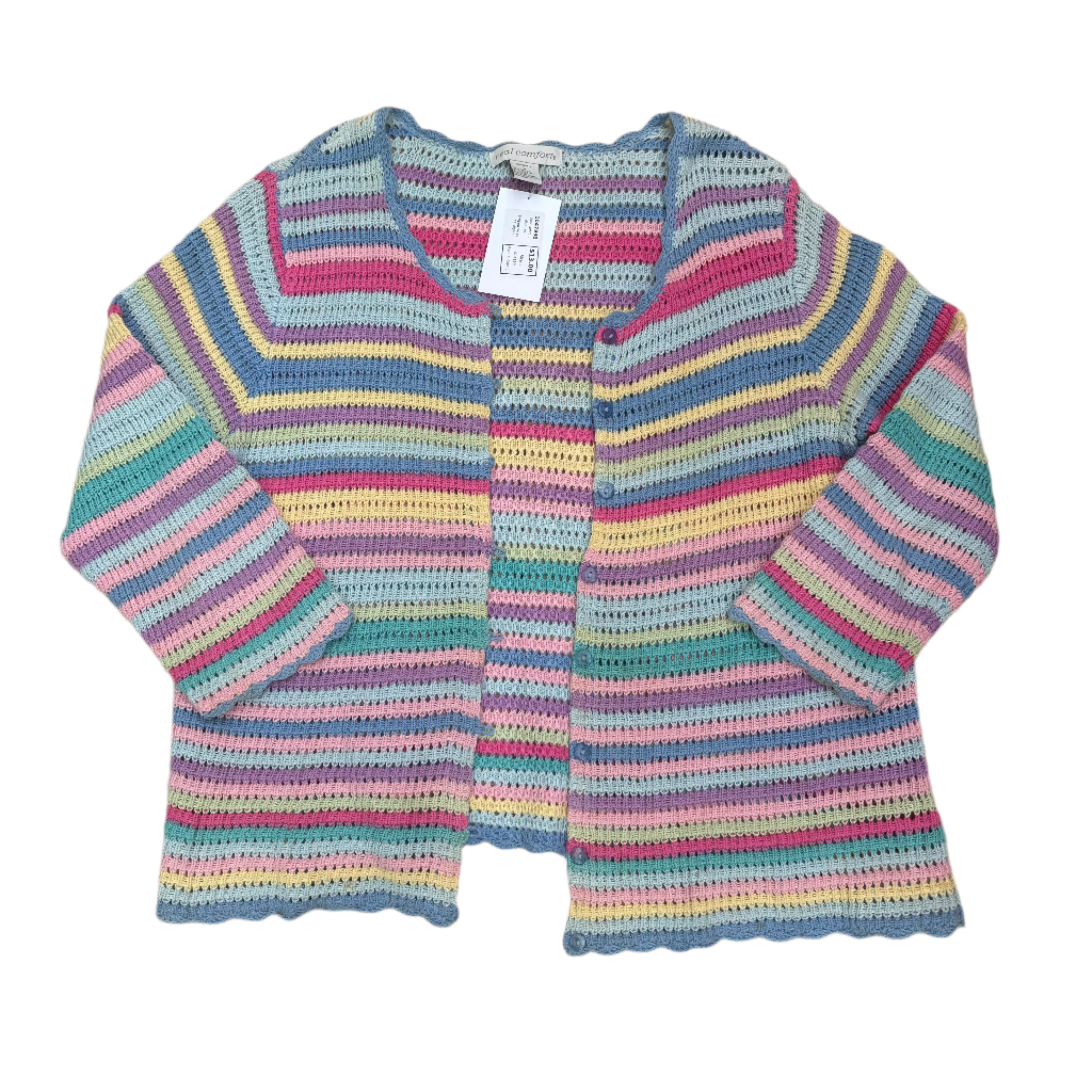 Blue pink Real comfort Striped sweet cardigan, L