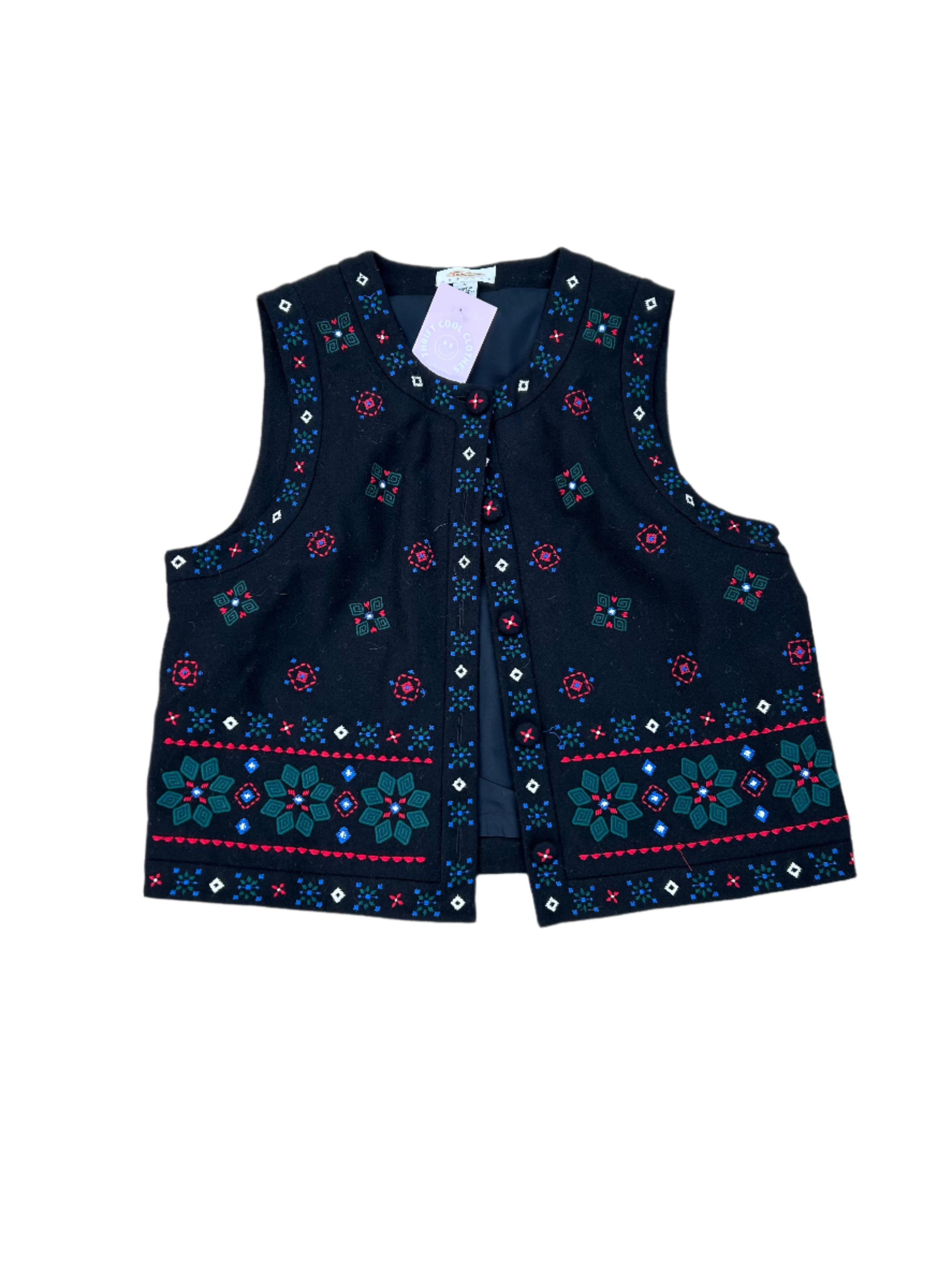 black royal blue talbots patterned vest, m