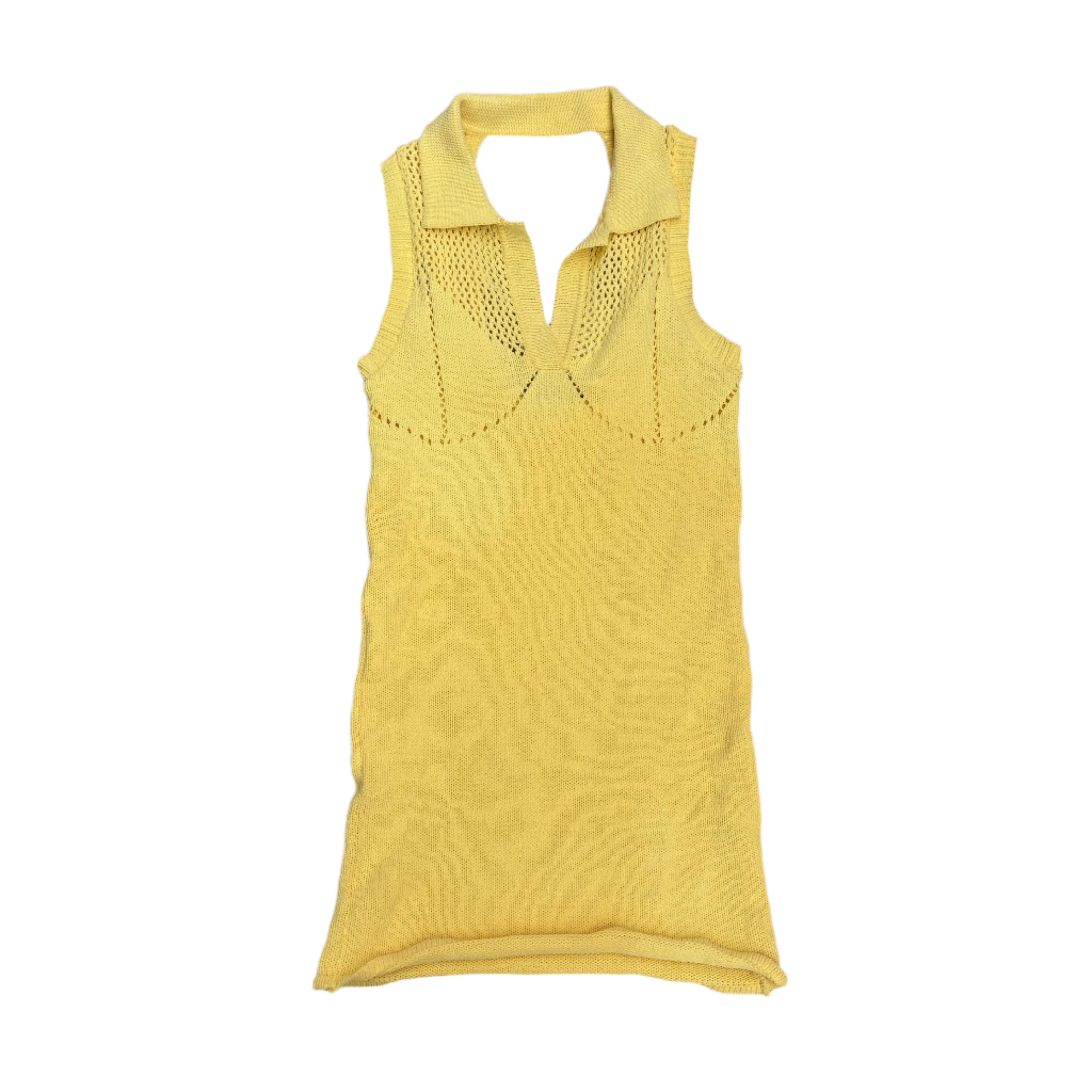 yellow zara nwt knit halter dress, s