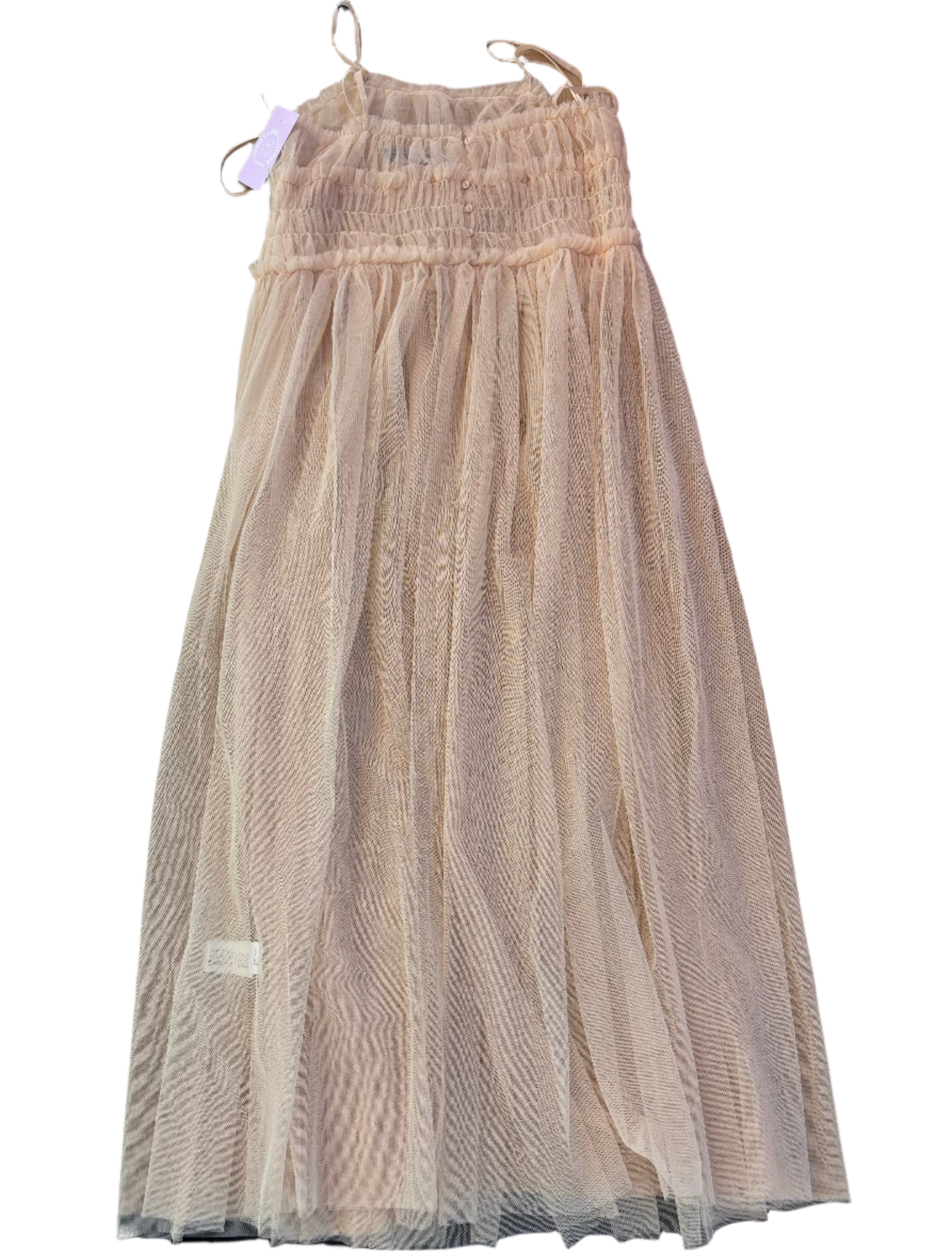 peach zara long tulle dress, xs