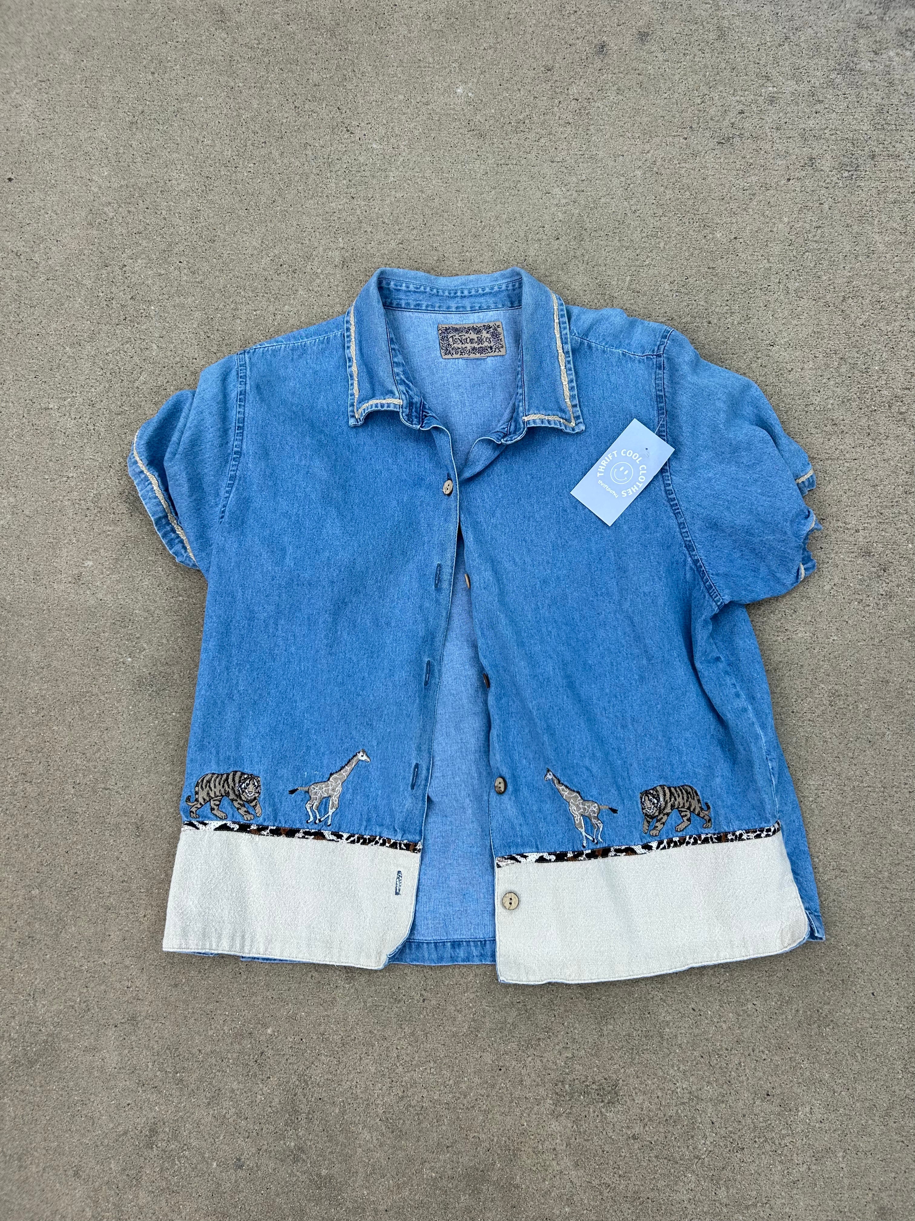 Blue Tantrum blue Denim safari shirt, L