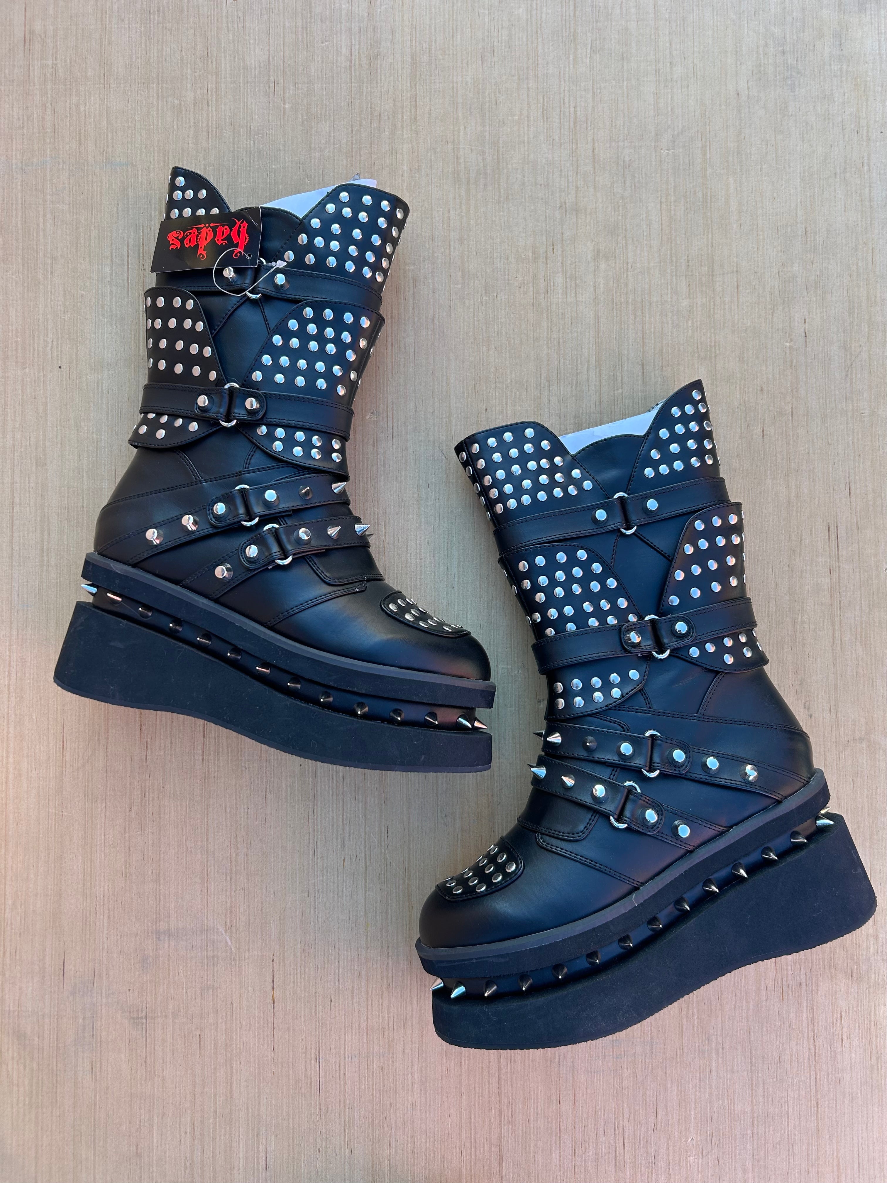 Black Hades Studded nwt boots, 7