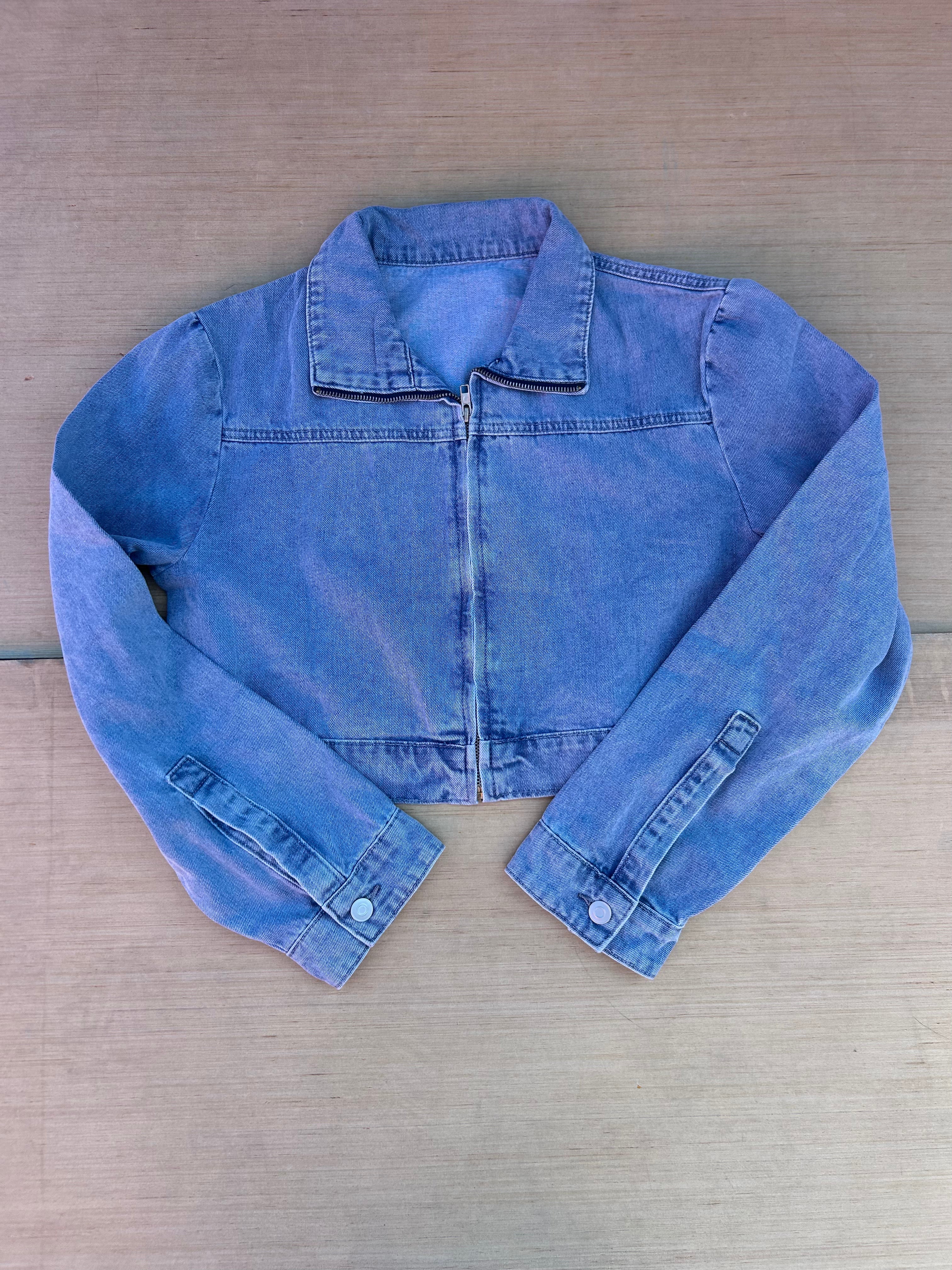 blue  cropped denim jacket, xs