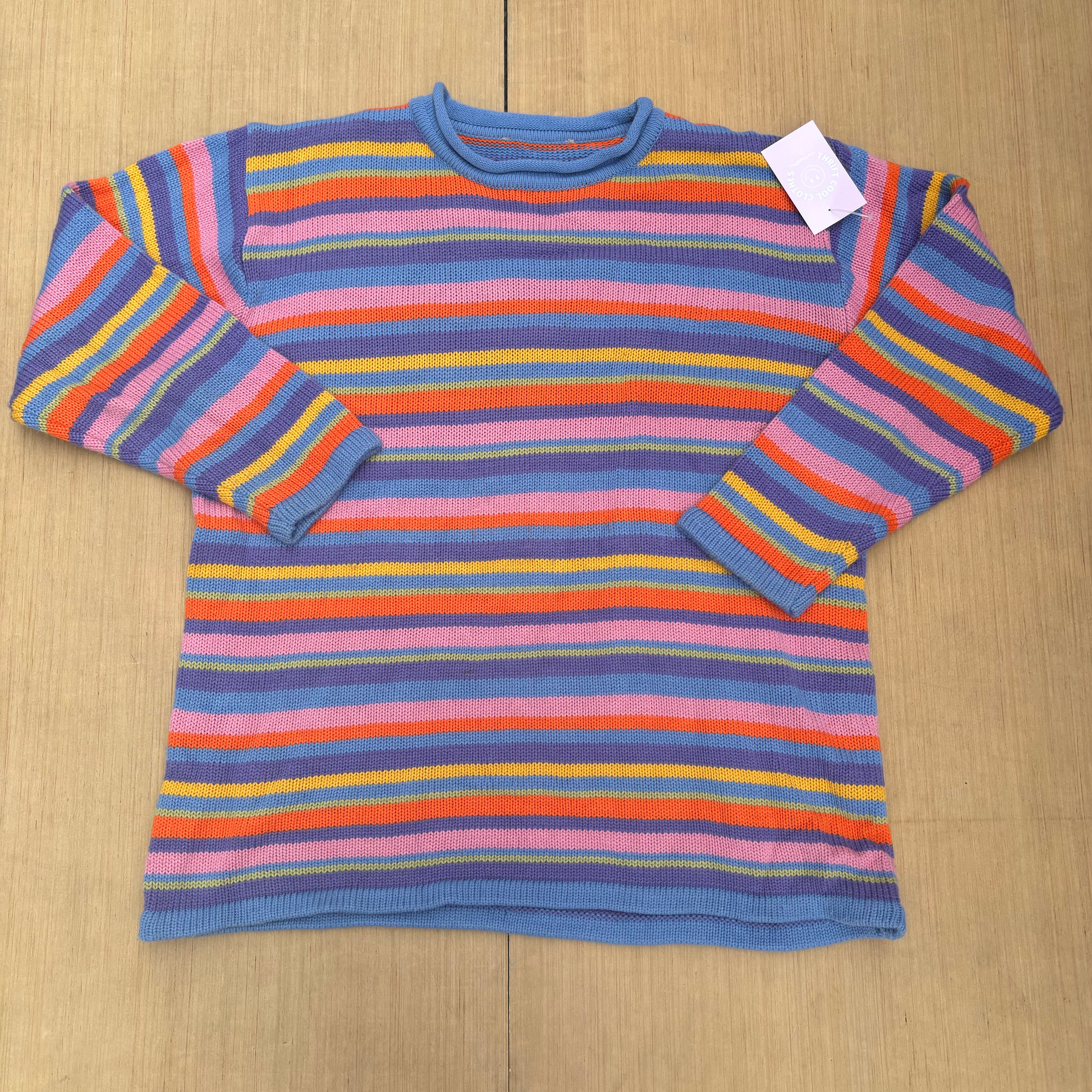 blue orange  stripe sweater, m