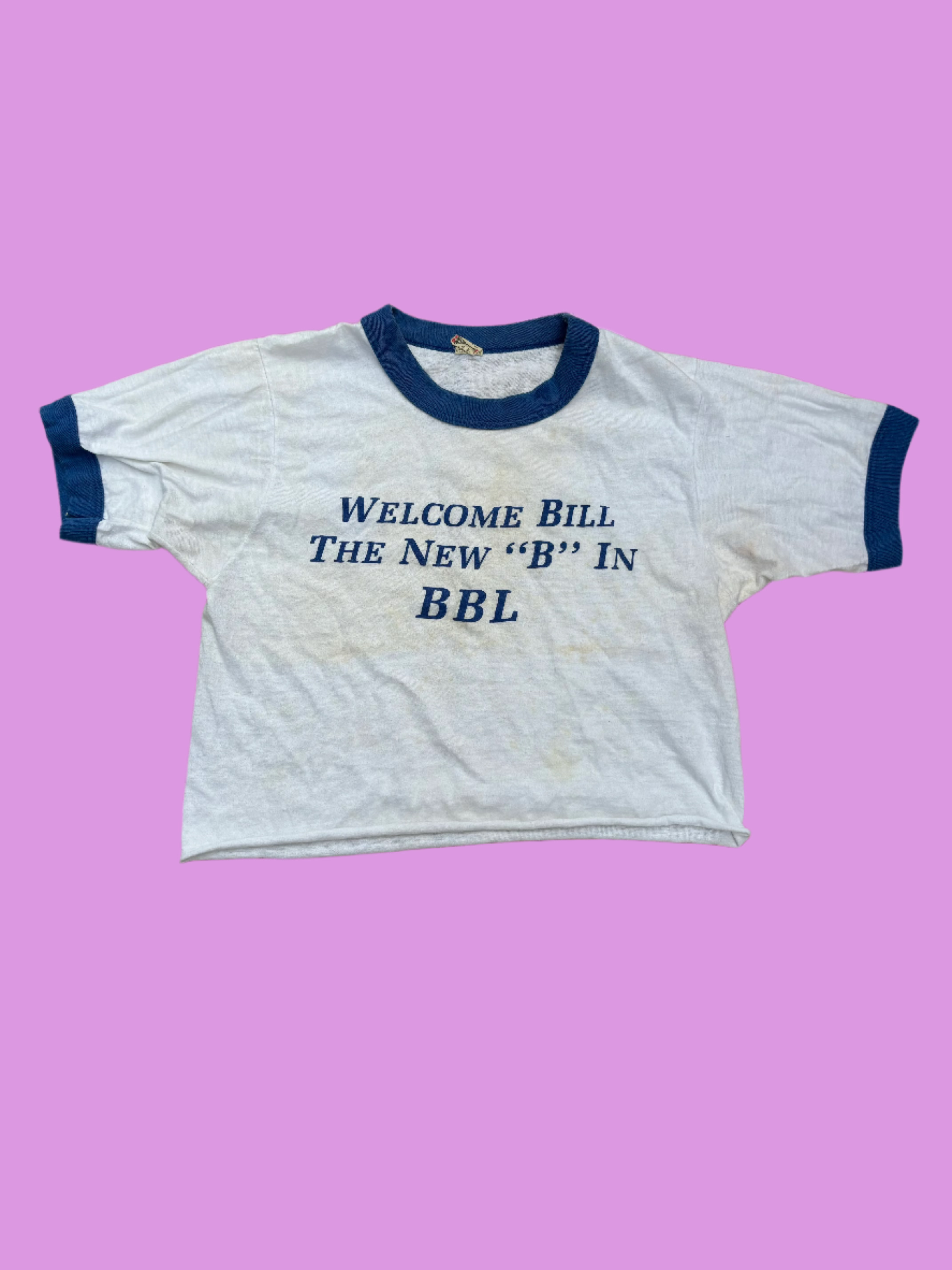 White Screen stars best We put the B in BBL vtg cropped tee, M