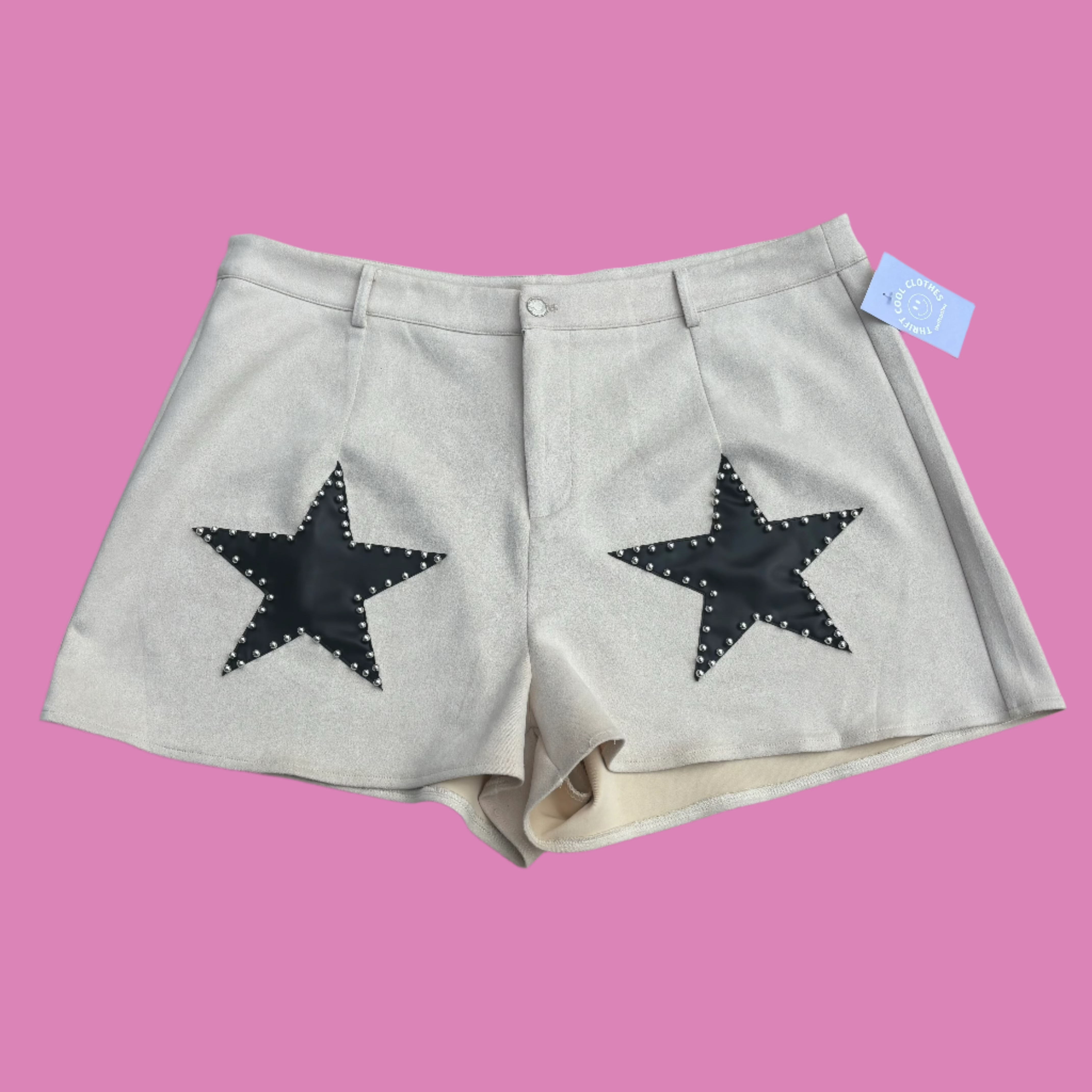 white black saints and hearts suede shorts with star, 2xl