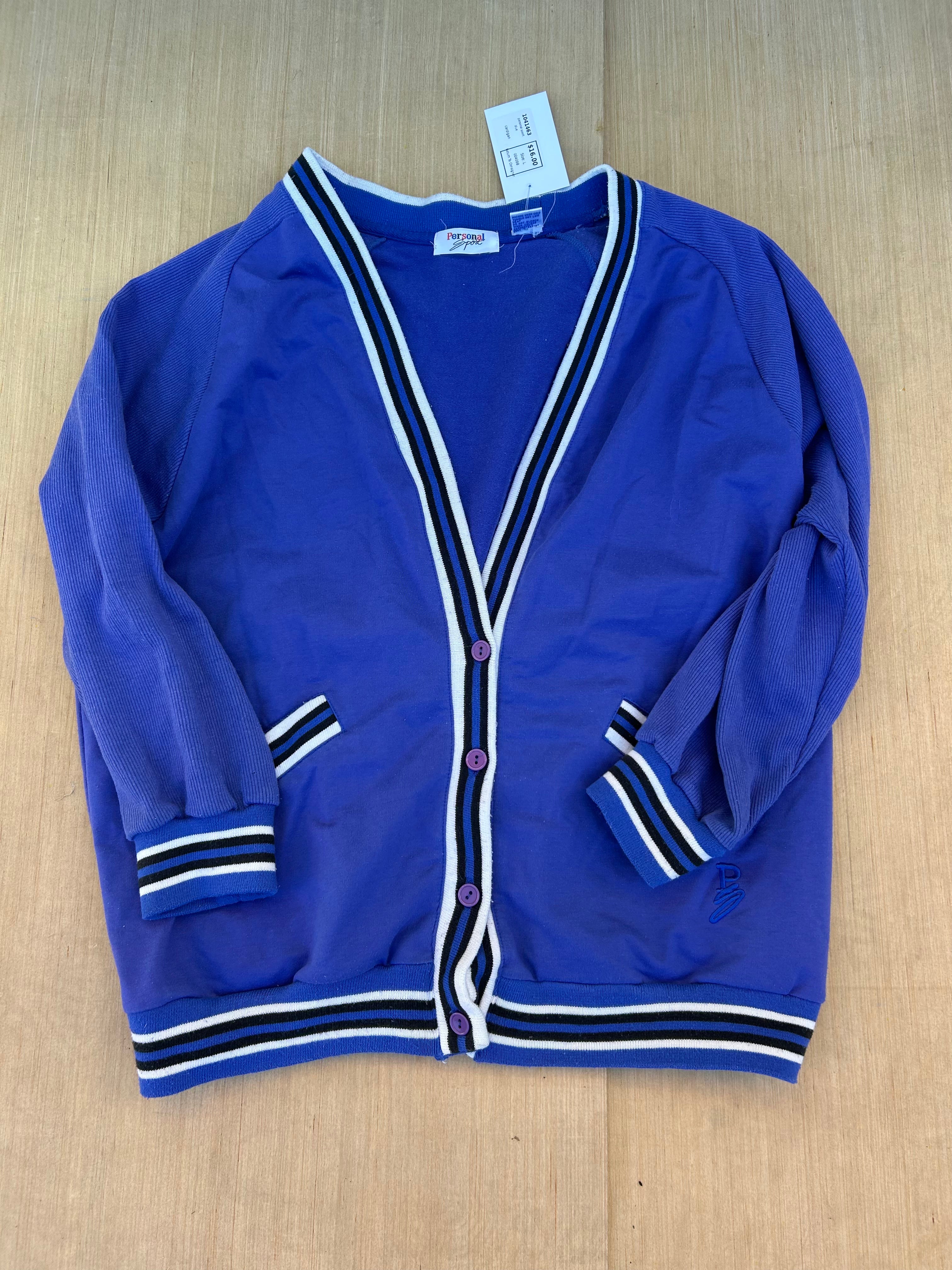 blue personal sport cardigan, L