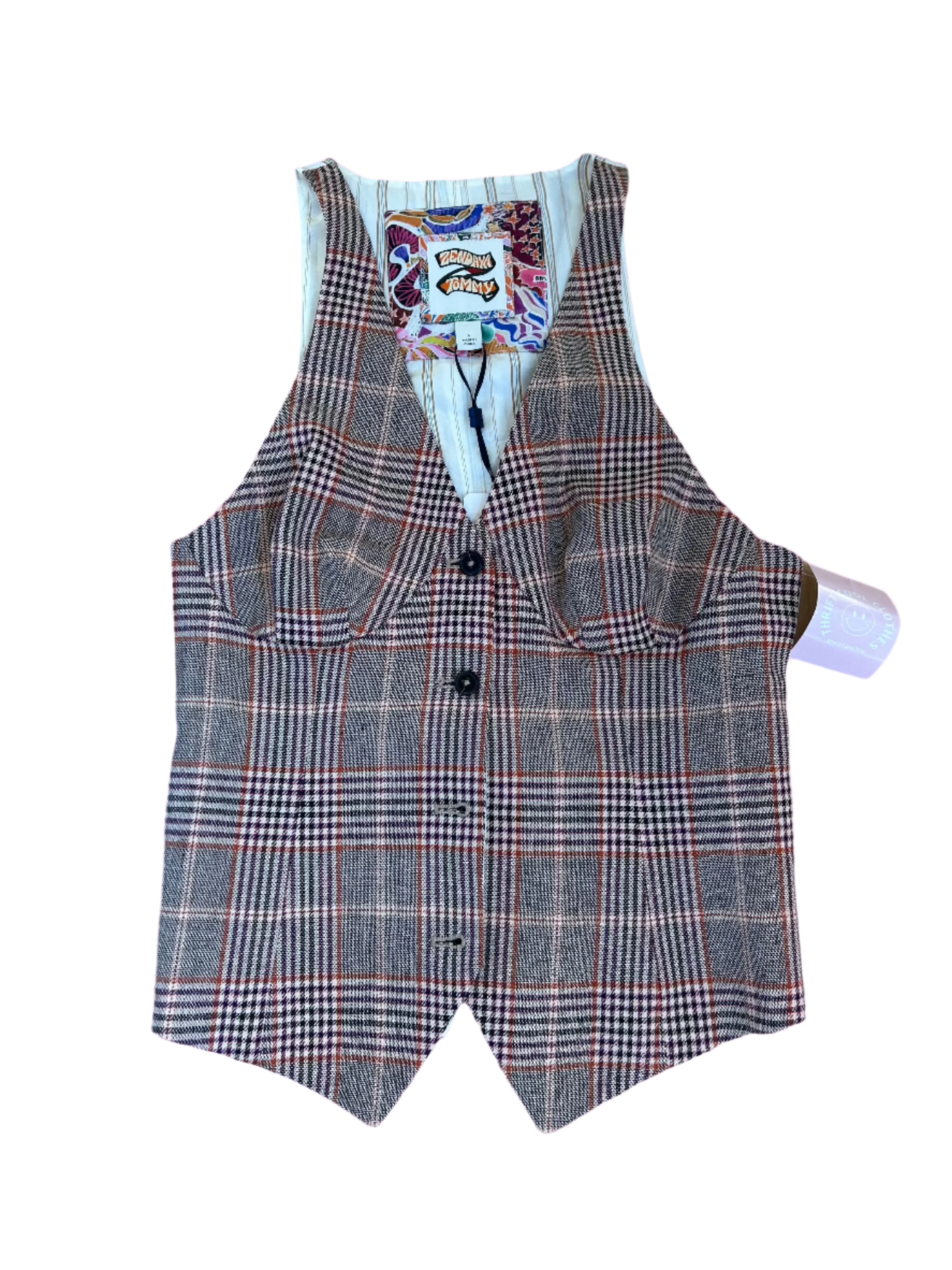 brown zendaya tommy nwt houndstooth vest, 6